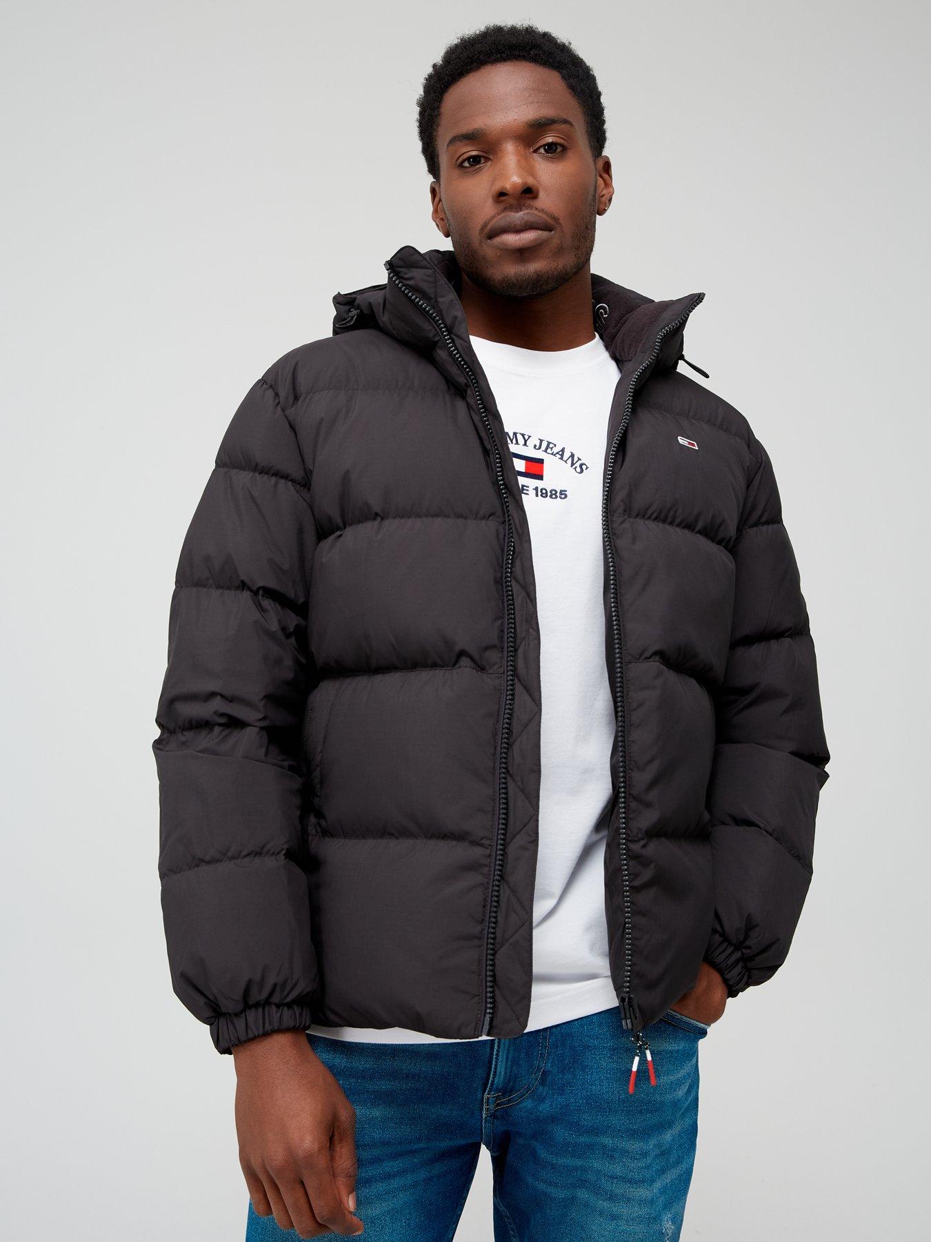 Tommy Jeans essential polyester hooded puffer jacket in navy