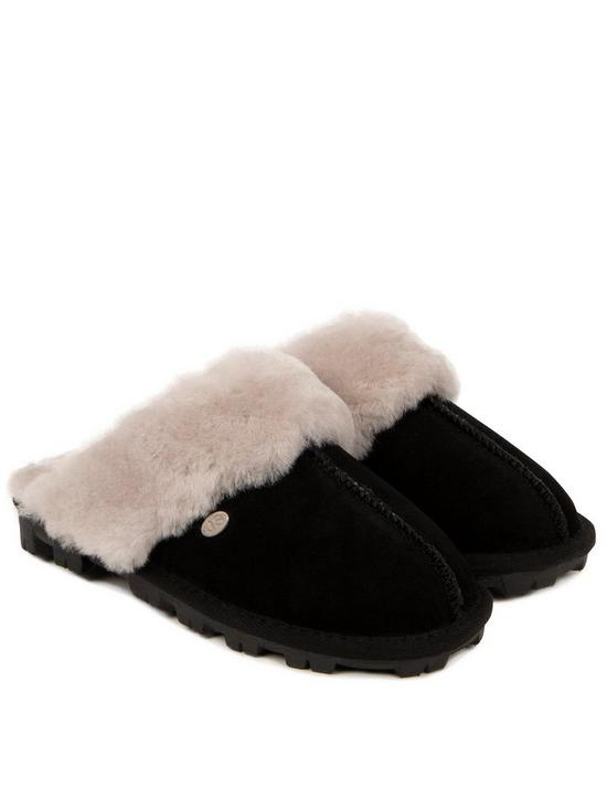 front image of just-sheepskin-soft-cuff-sheepskin-mule-with-chunky-outdoor-sole