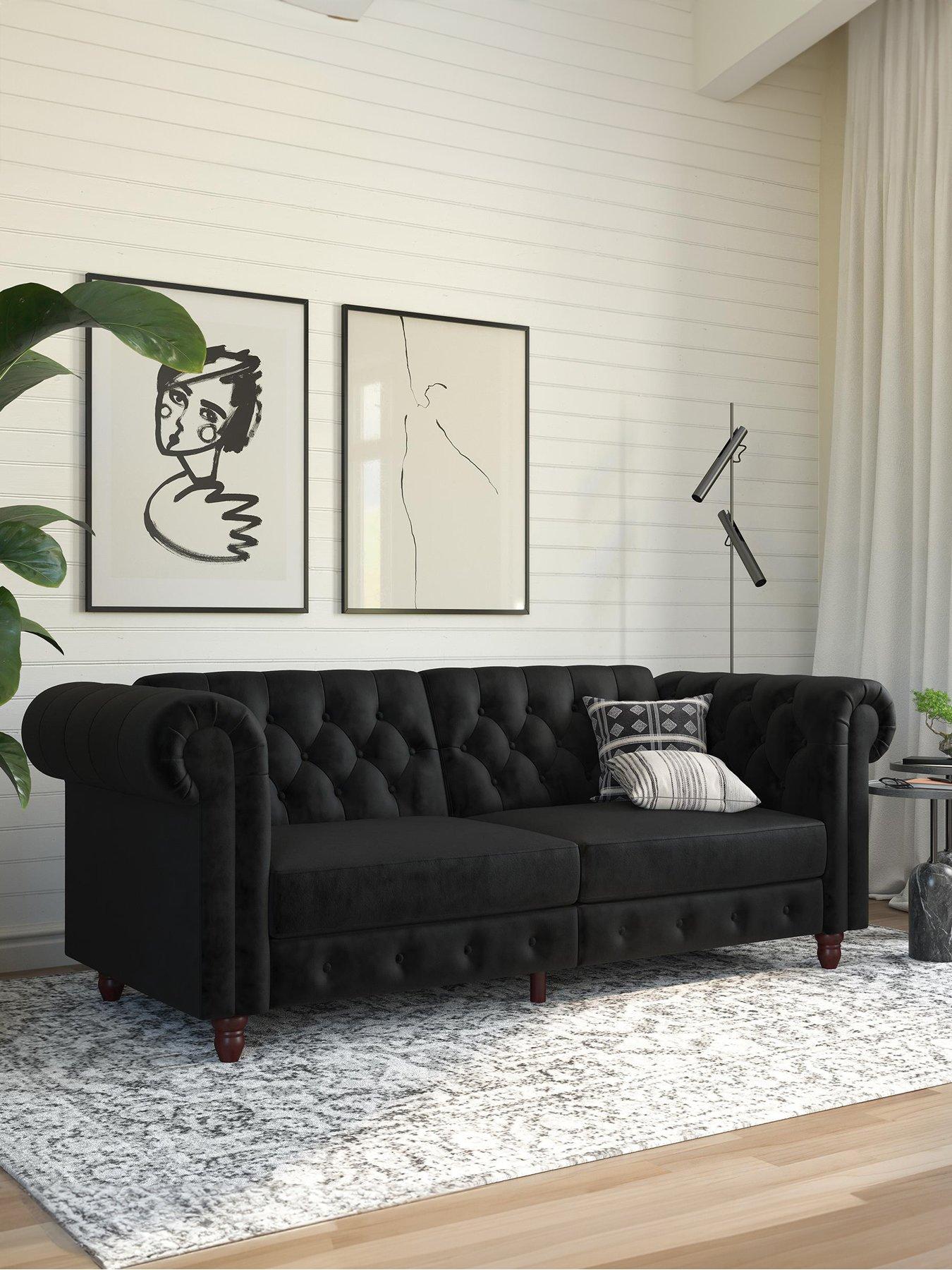 Dorel Home Felix Velvet Fabric Chesterfield Sofa Bed