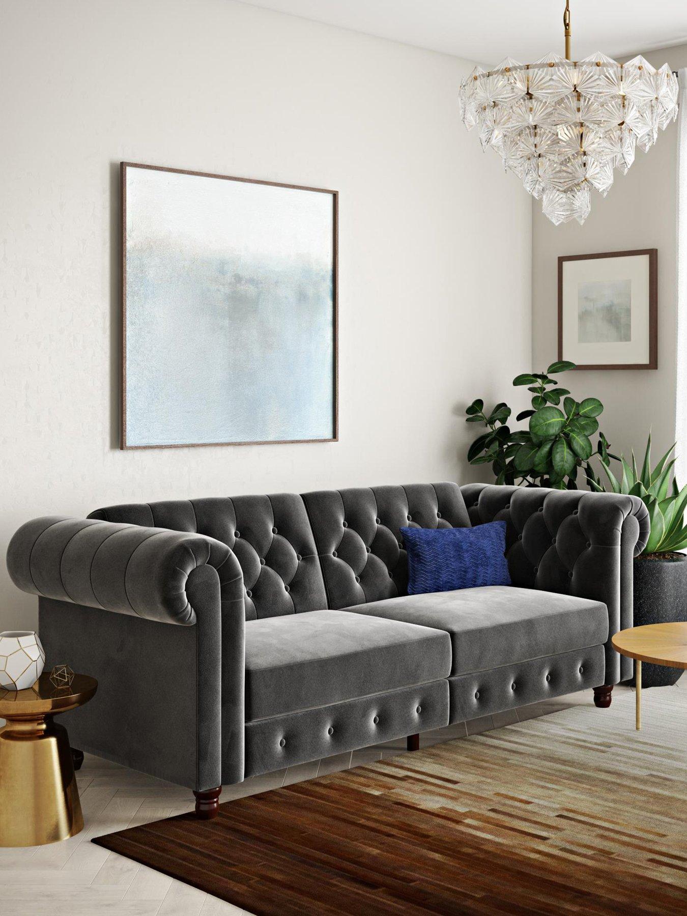 Dorel Home Felix Velvet Fabric Chesterfield Sofa Bed