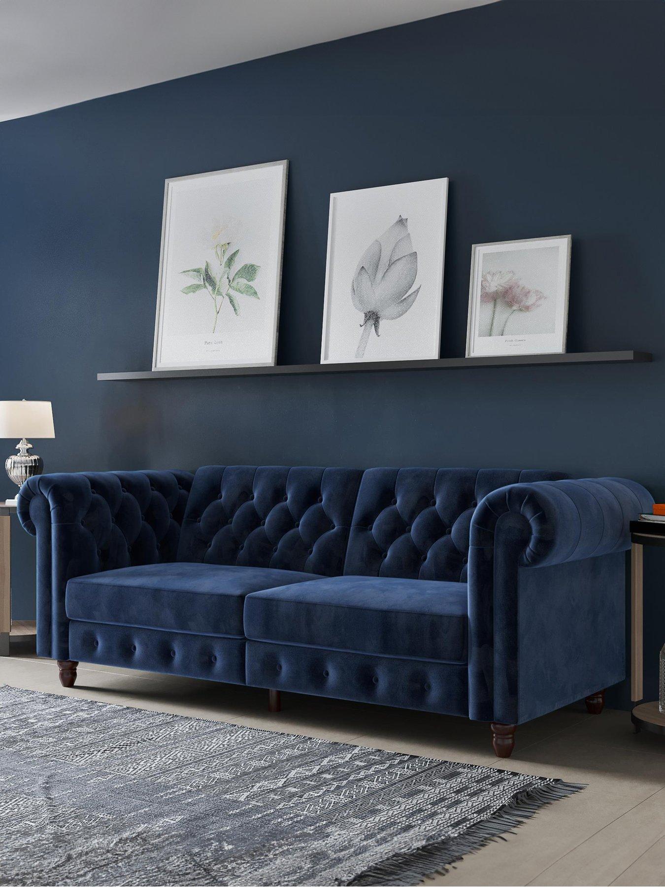 Dorel Home Felix Velvet Fabric Chesterfield Sofa Bed