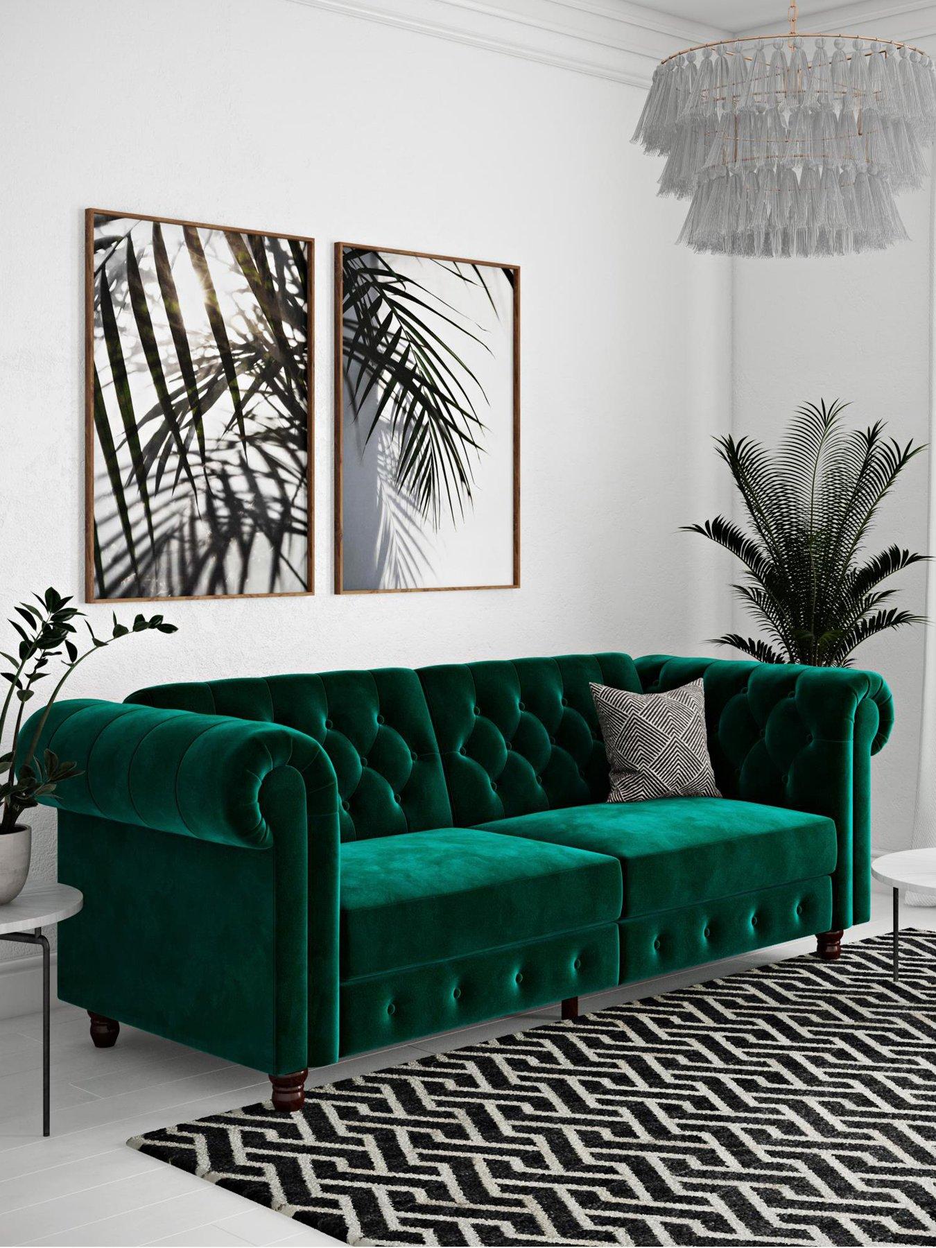 Dorel Home Felix Velvet Fabric Chesterfield Sofa Bed