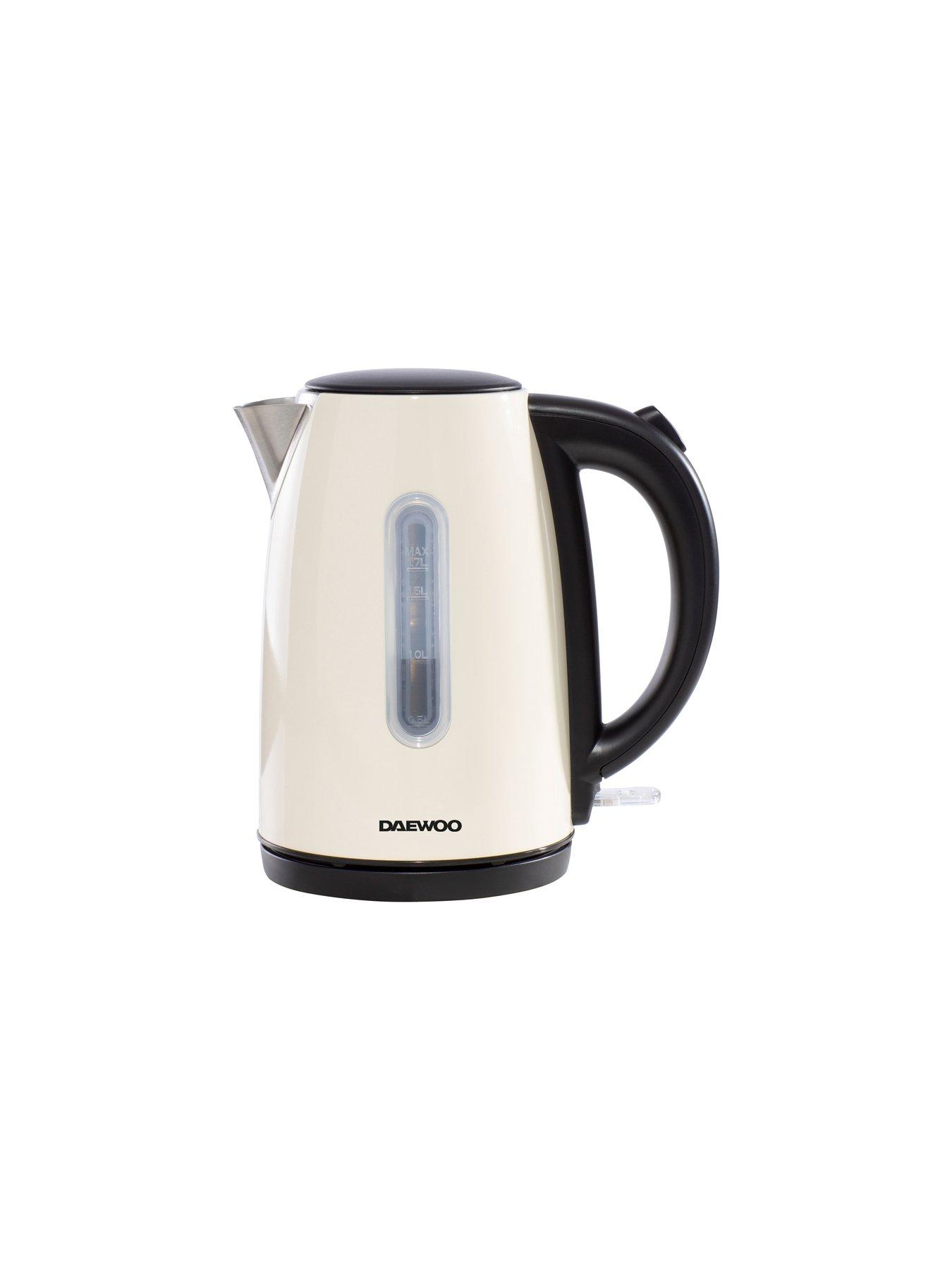 Cream kettle toaster outlet and microwave