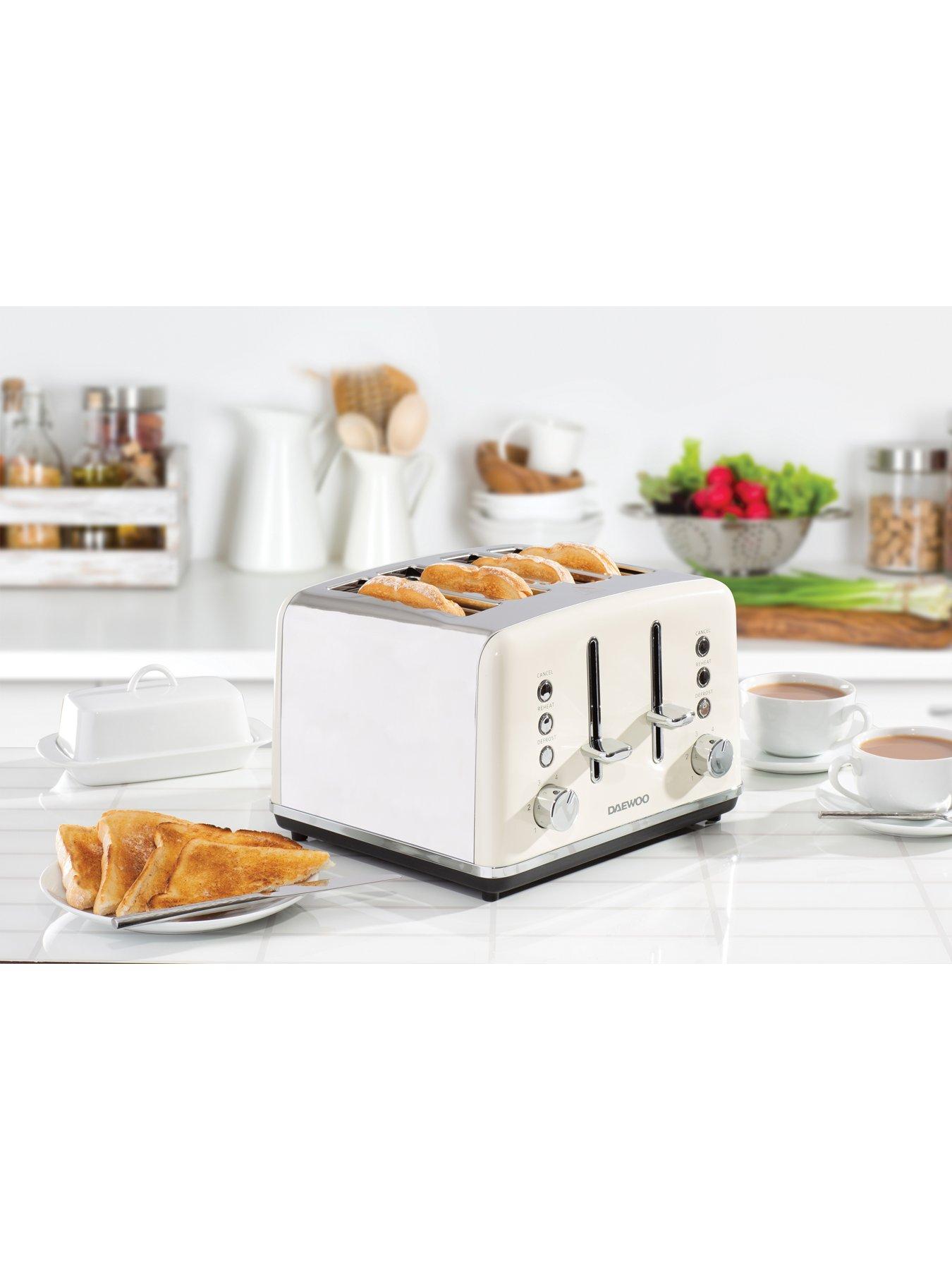 Cream microwave kettle and toaster set best sale