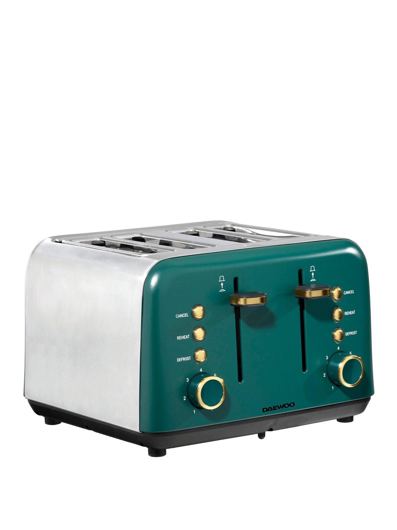 Product photograph of Daewoo Emerald Collection 4 Slice Toaster from very.co.uk