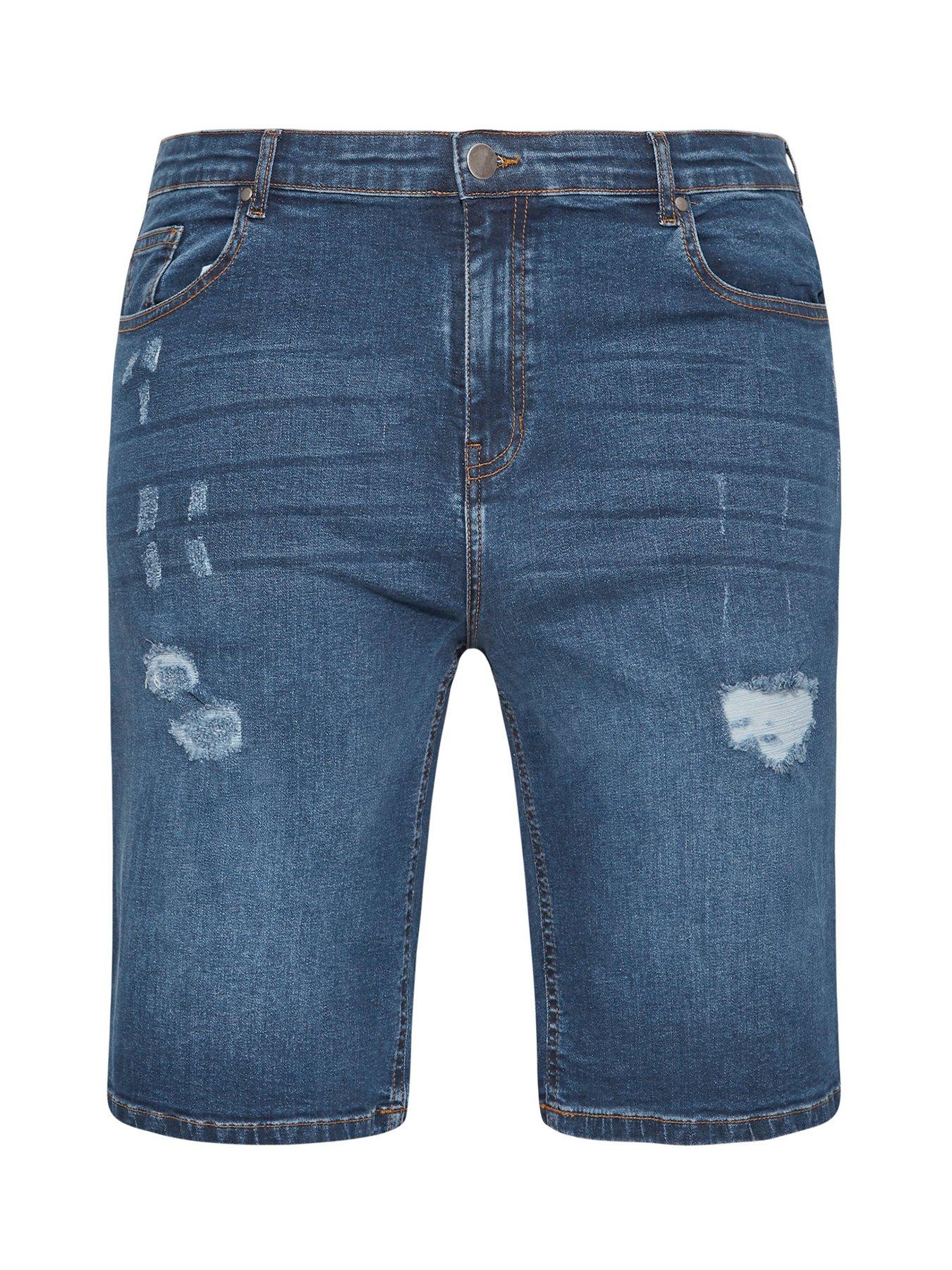 Image 1 of 2 of BadRhino Ripped Denim Shorts - Blue