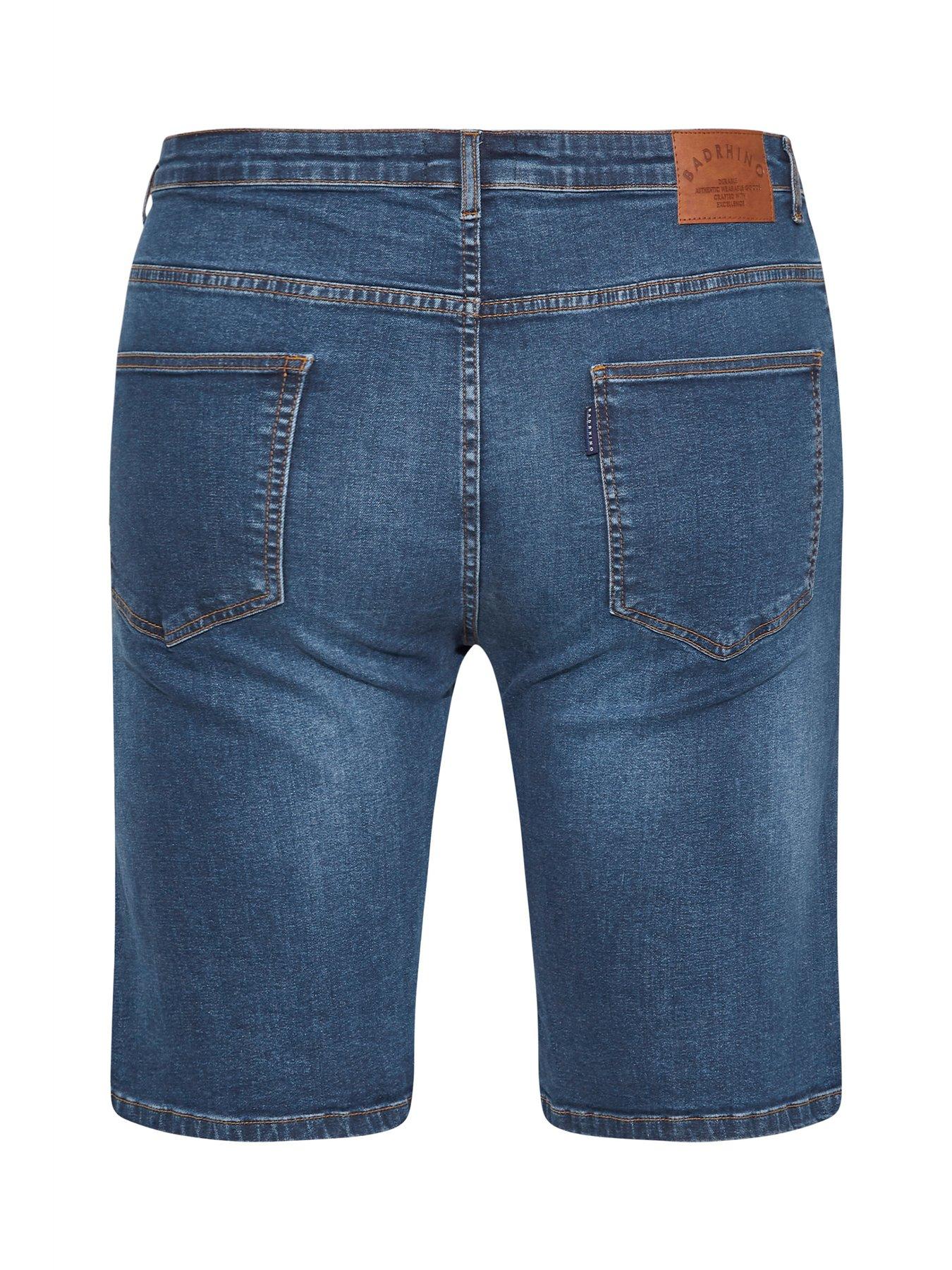Image 2 of 2 of BadRhino Ripped Denim Shorts - Blue