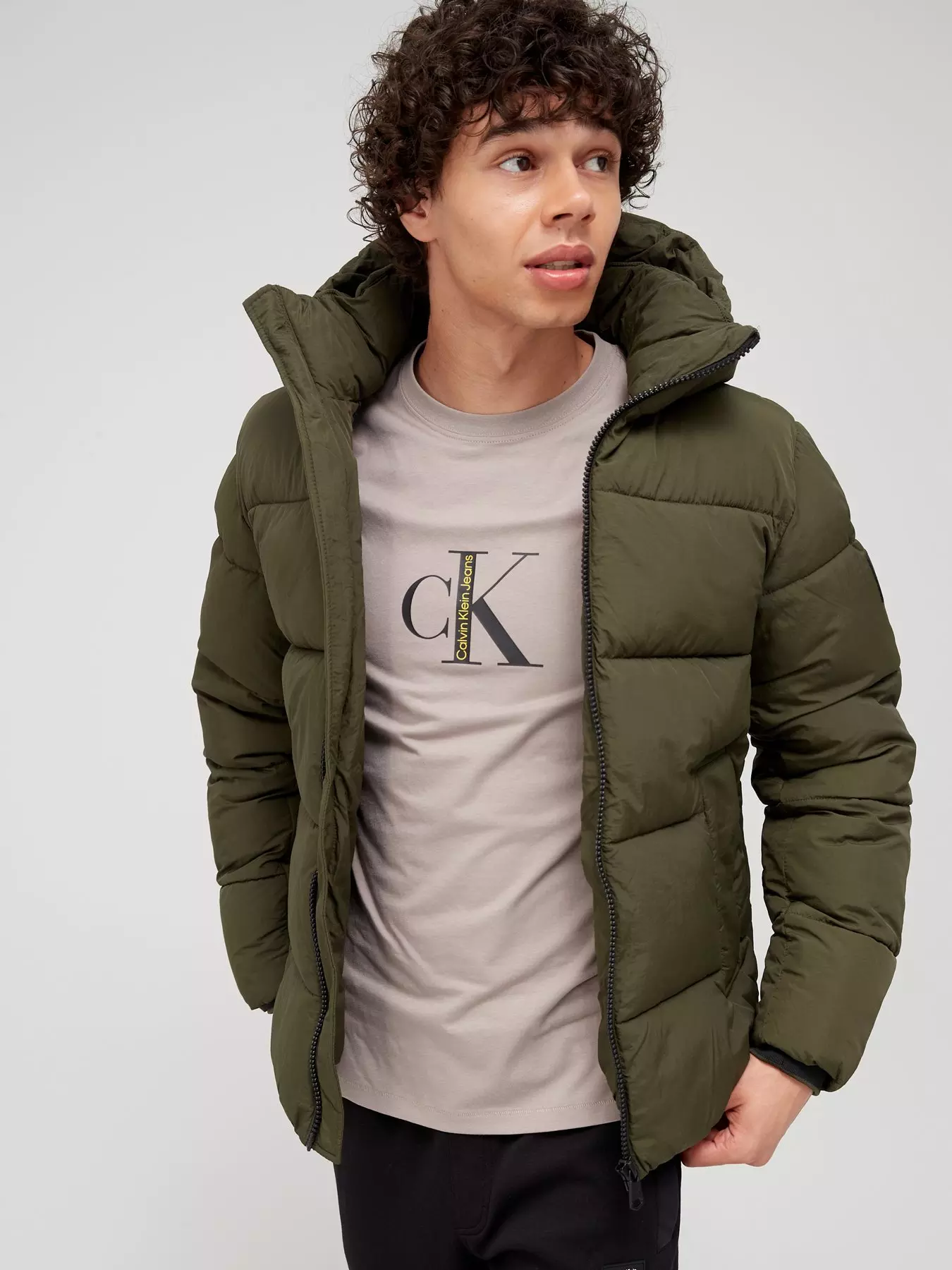 Calvin Klein Crinkle Nylon Padded Jacket - Dark Olive 