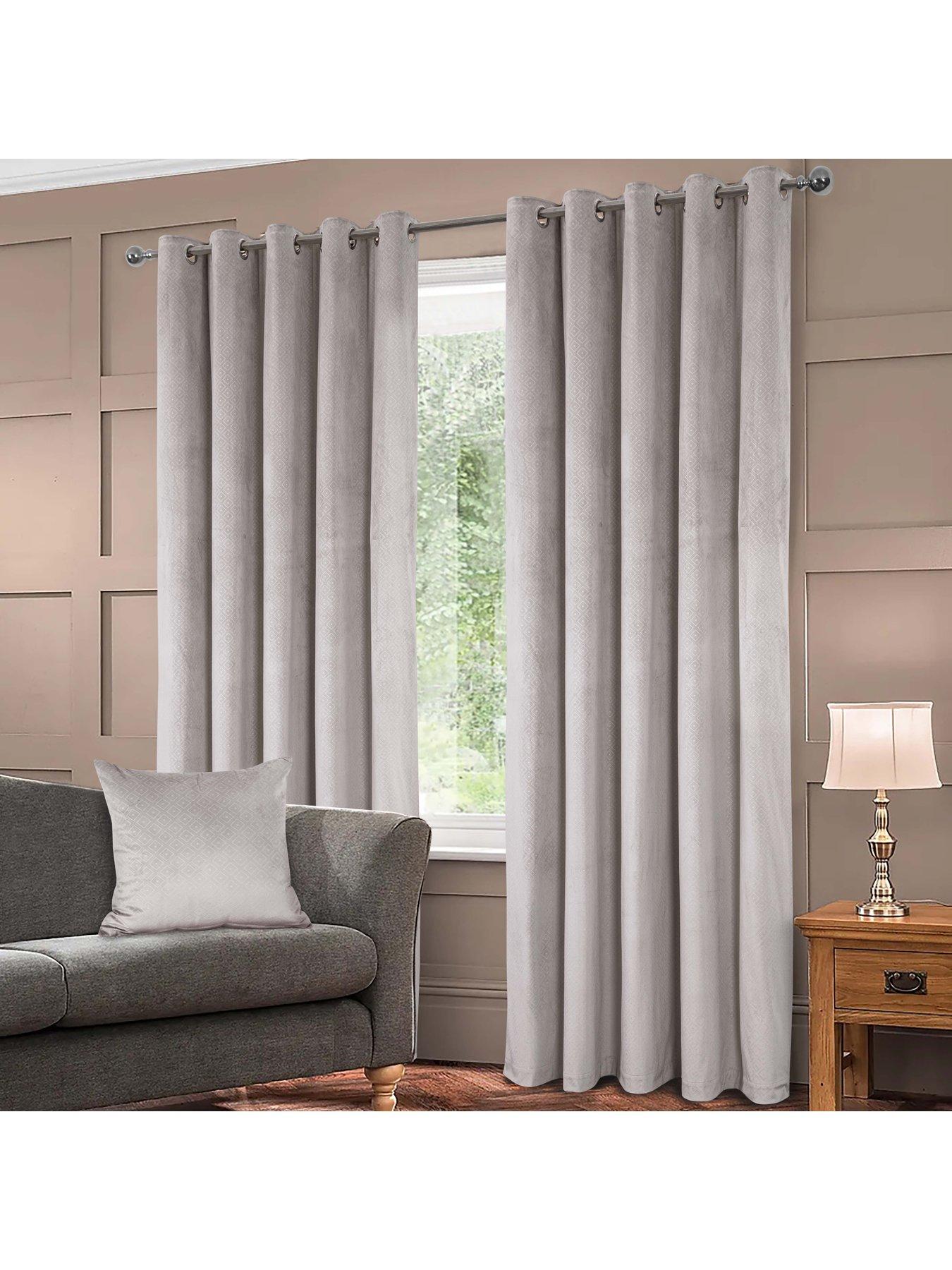 Product photograph of Otto Velour Eyelet Curtains from very.co.uk