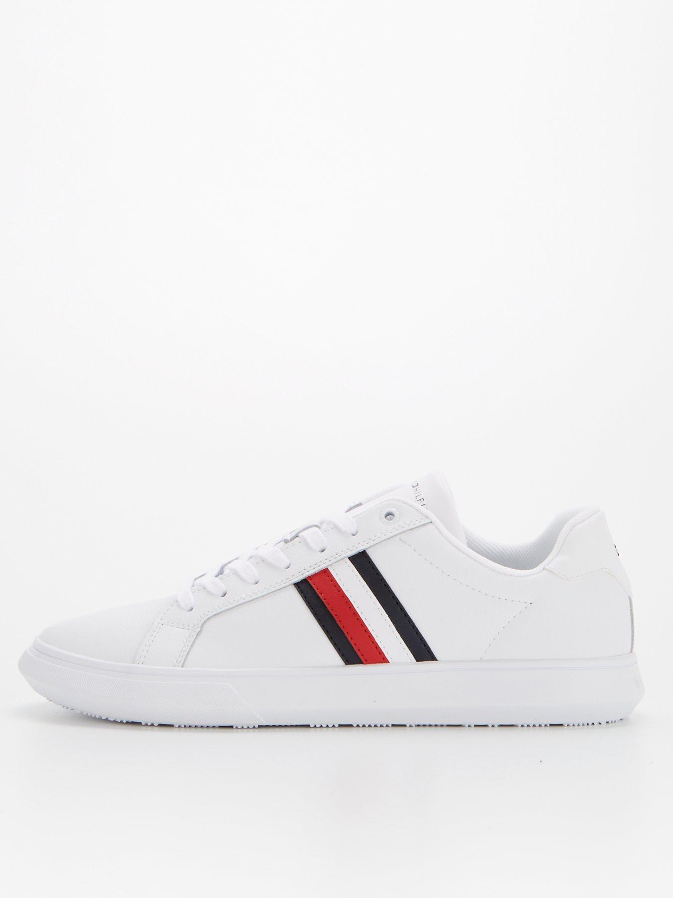 Tommy Hilfiger Corporate Cup Leather Stripes Trainers - White | very.co.uk
