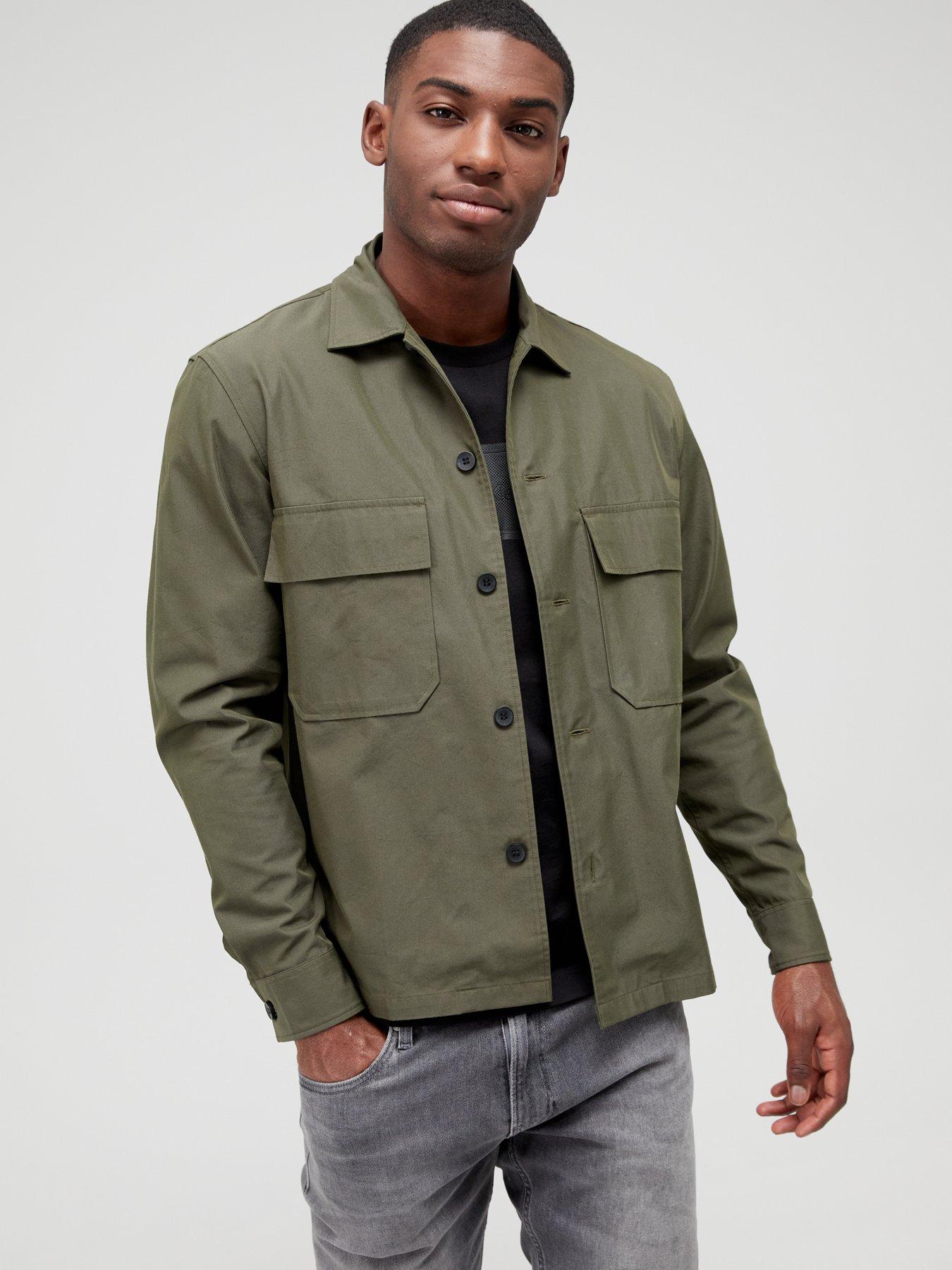 Calvin Klein Mens Cotton Nylon Overshirt Green very