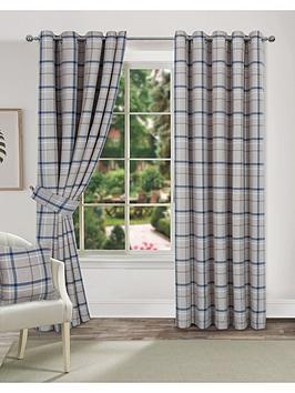 Product photograph of Very Home Hudson Check Eyelet Curtains from very.co.uk