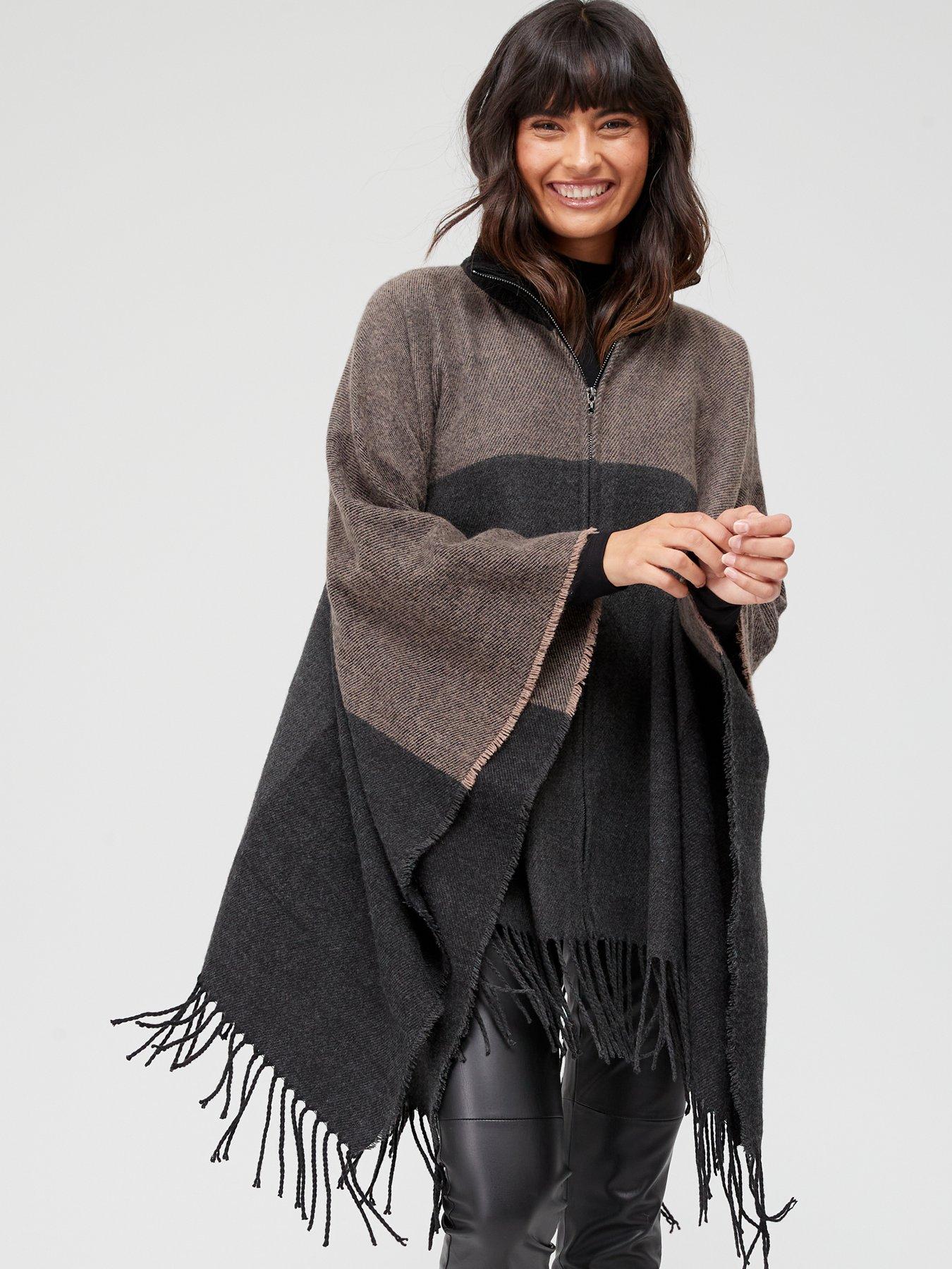 WOMEN FASHION Coats Cape and poncho Knitted Alexa's Cape and poncho Brown M discount 95% 