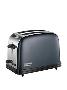 russell hobbs 2 slice toaster stainless steel - grey, lift&look
