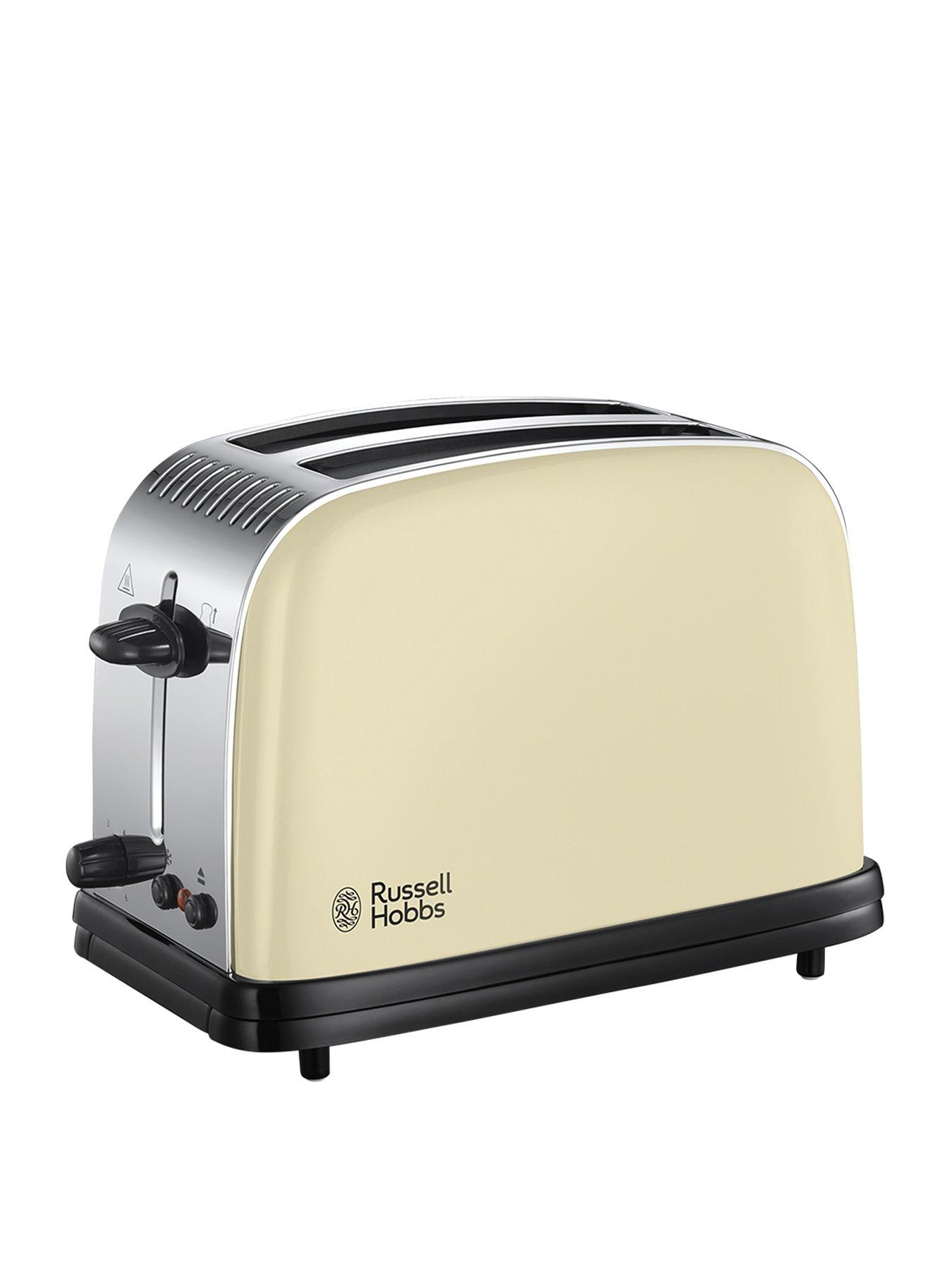 Product photograph of Russell Hobbs 2 Slice Toaster Stainless Steel - Cream Lift Amp Look from very.co.uk