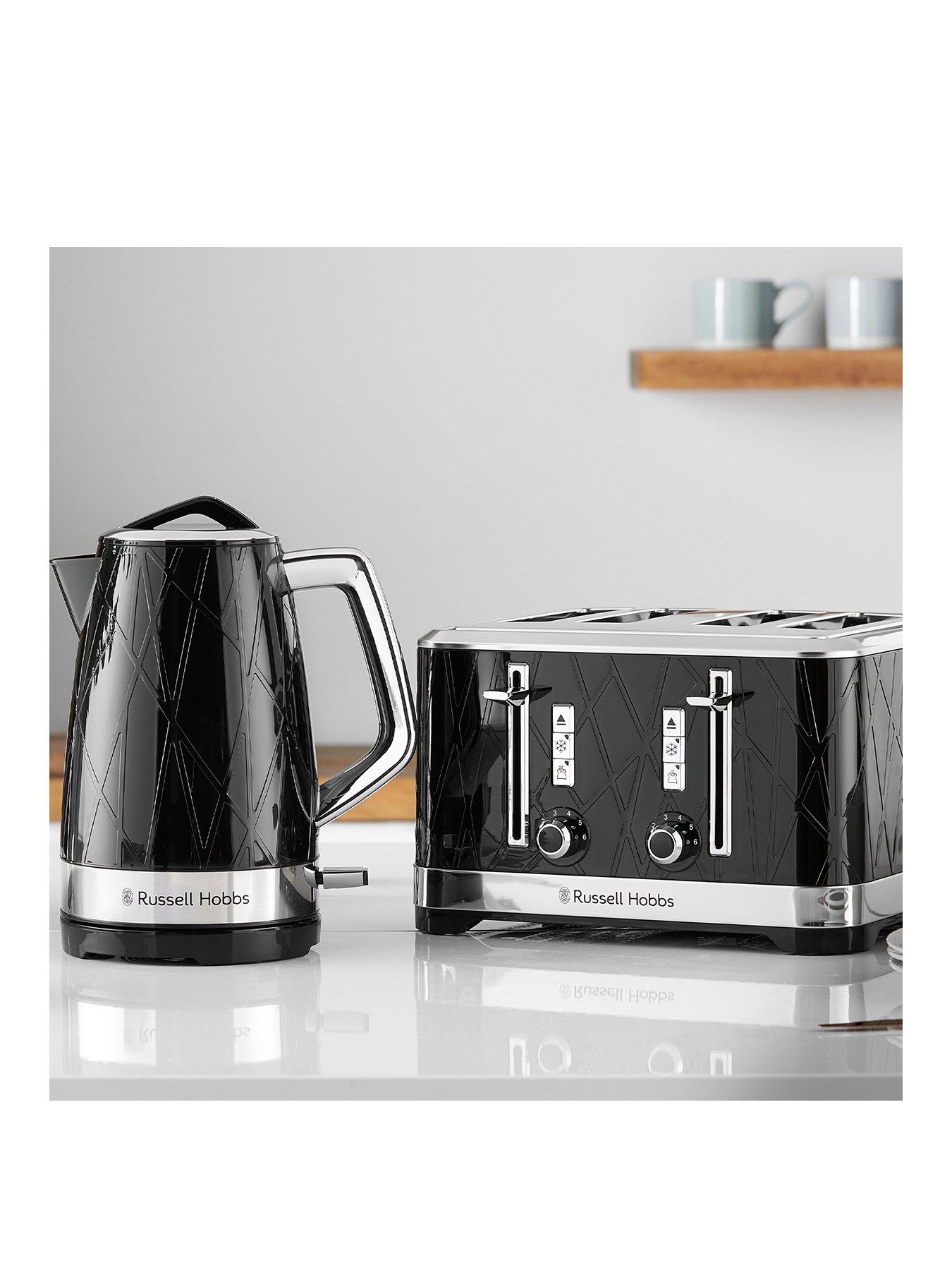 Kettle Toaster Set Black Chrome Accents Cheap Russell Hobbs