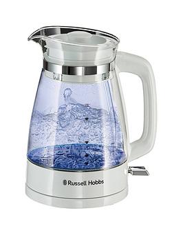 Product photograph of Russell Hobbs Classic Glass Kettle - White from very.co.uk