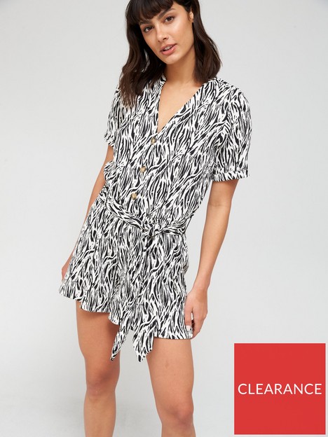 v-by-very-tie-waist-button-up-playsuit-mono