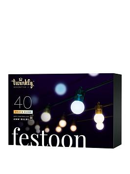 Product photograph of Twinkly Festoon Lights 40 Aww G45 Bulbs 0 5 Meter Distance Extension Kit Bt Wifi Gen Ii Ip44 from very.co.uk