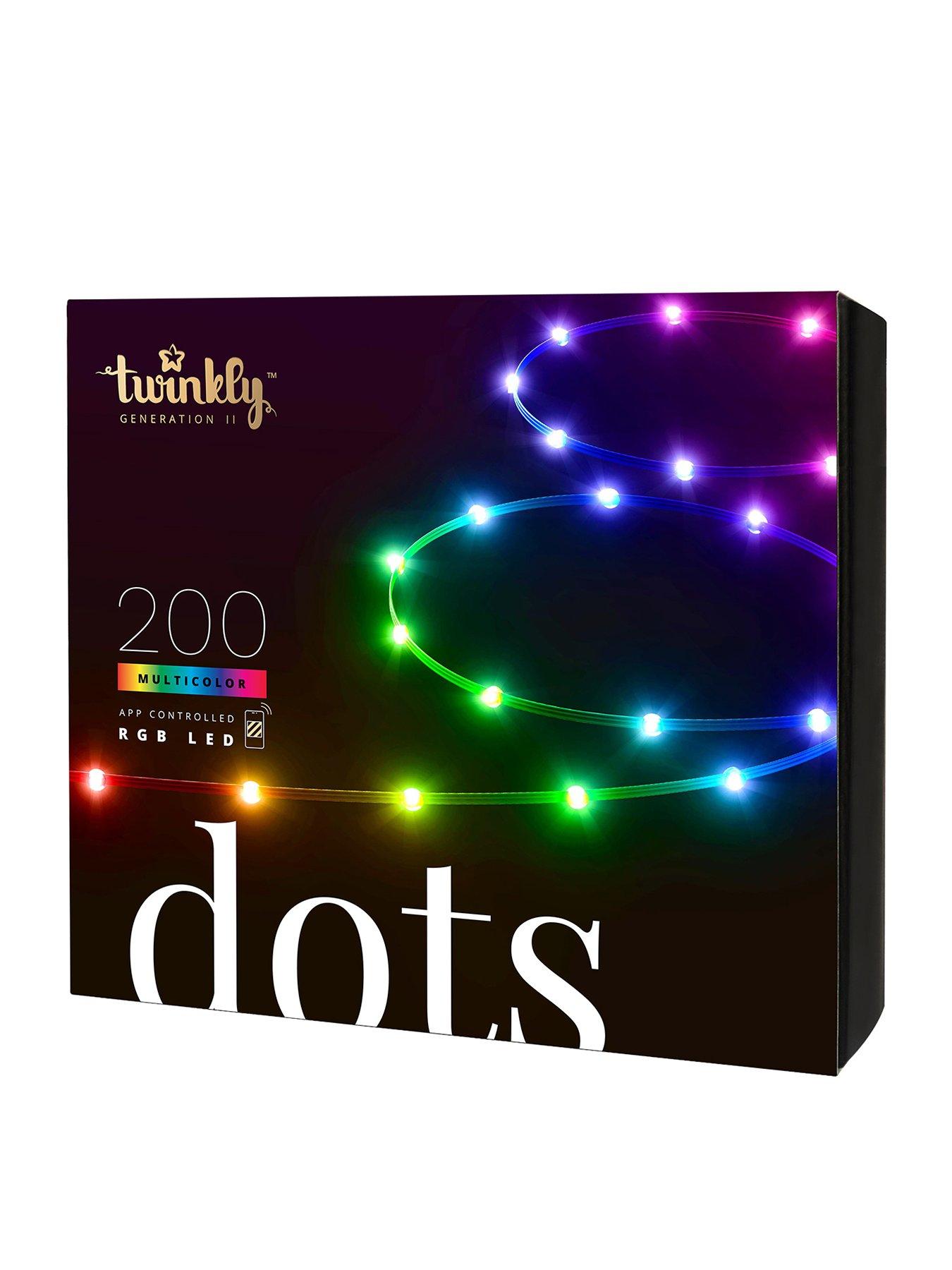 Product photograph of Twinkly 200l Rgb Dots Light 10 Meter Long Black Cable Bt Wifi Gen Ii Ip44 from very.co.uk