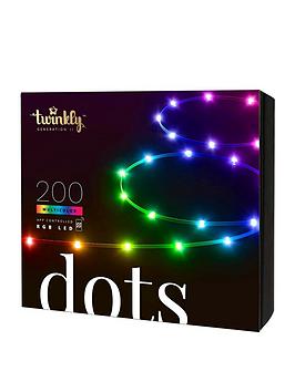 Product photograph of Twinkly 200l Rgb Dots Light 10 Meter Long Black Cable Bt Wifi Gen Ii Ip44 from very.co.uk