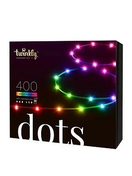 Product photograph of Twinkly 400l Rgb Dots Light 20 Meter Long Black Cable Bt Wifi Gen Ii Ip44 from very.co.uk