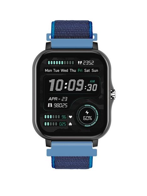 french-connection-full-touch-screen-with-curved-metal-body-blue-nylon-nylon-unisex-smart-watch