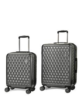 Rock Luggage Allure 2 Piece Set Hardshell 8 Wheel Spinner - Charcoal