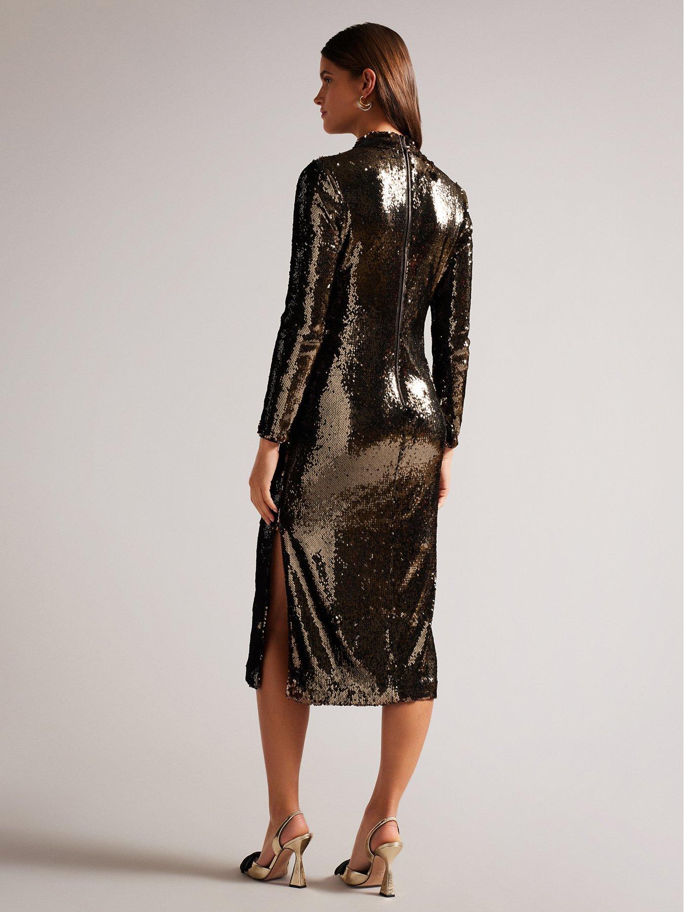 Ted Baker Brookly Sequin Tube Dress With Long Fitted Sleeve