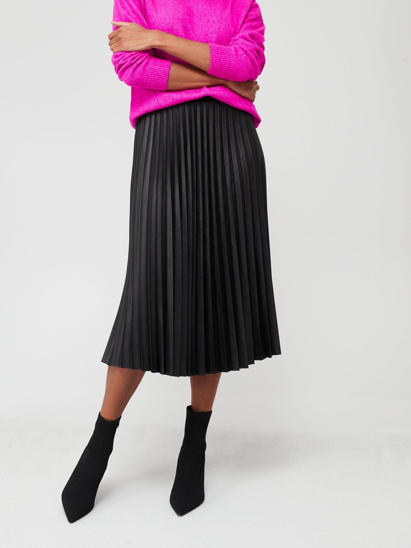 Dorothy Perkins Womens Pu Split Front Midi Skirt