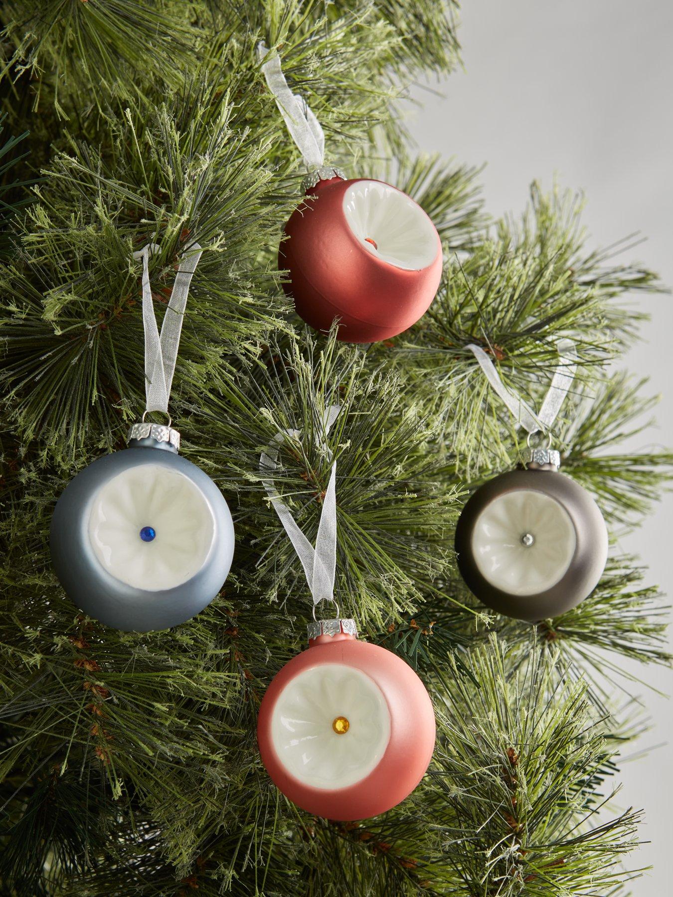 Product photograph of Set 4 Glass Christmas Tree Baubles from very.co.uk
