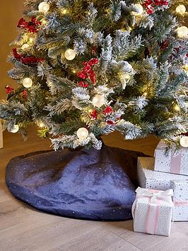 Product photograph of Very Home Blue Velvet And Rhinestone Christmas Tree Skirt from very.co.uk