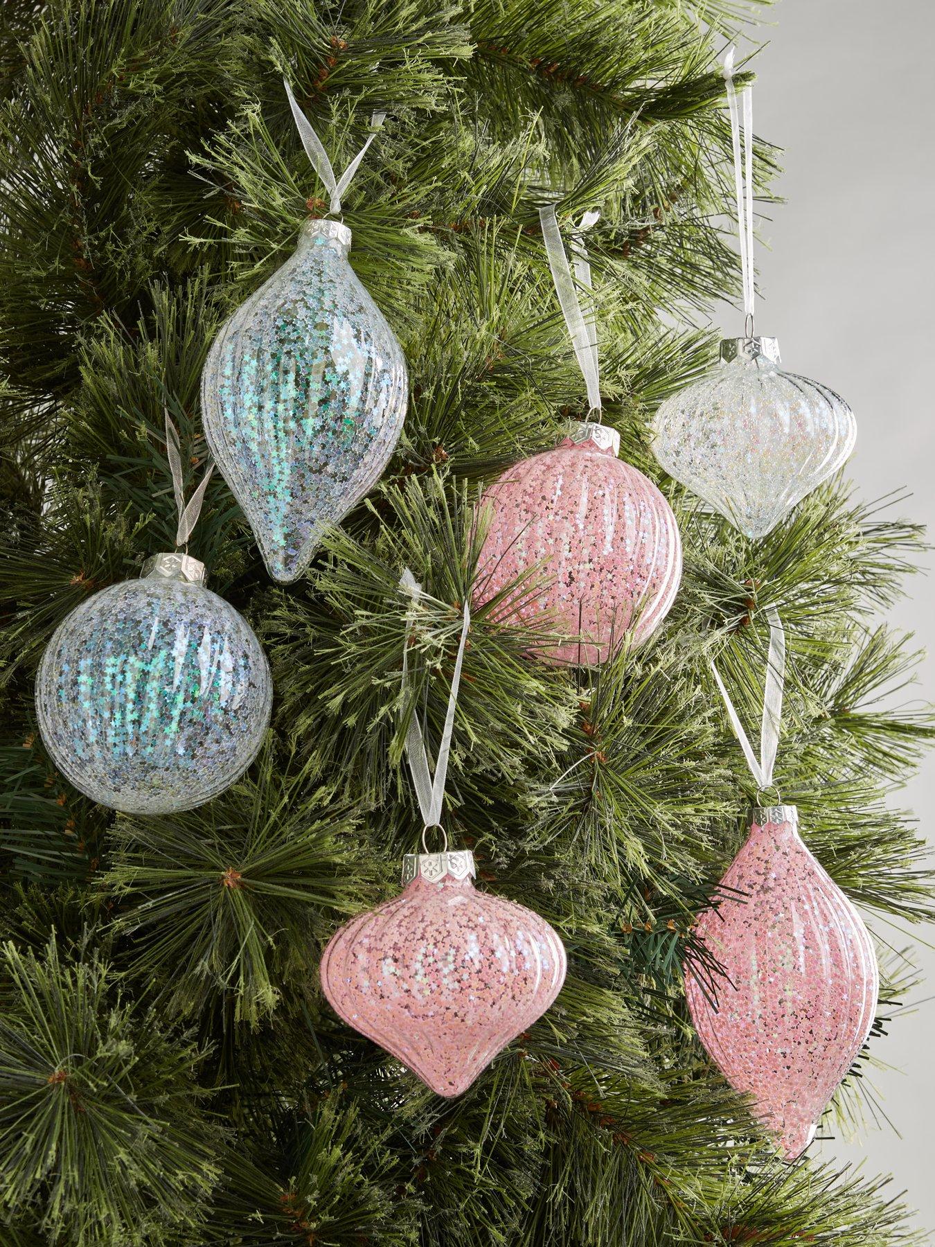 Product photograph of Set 6 Sequin Baubles from very.co.uk