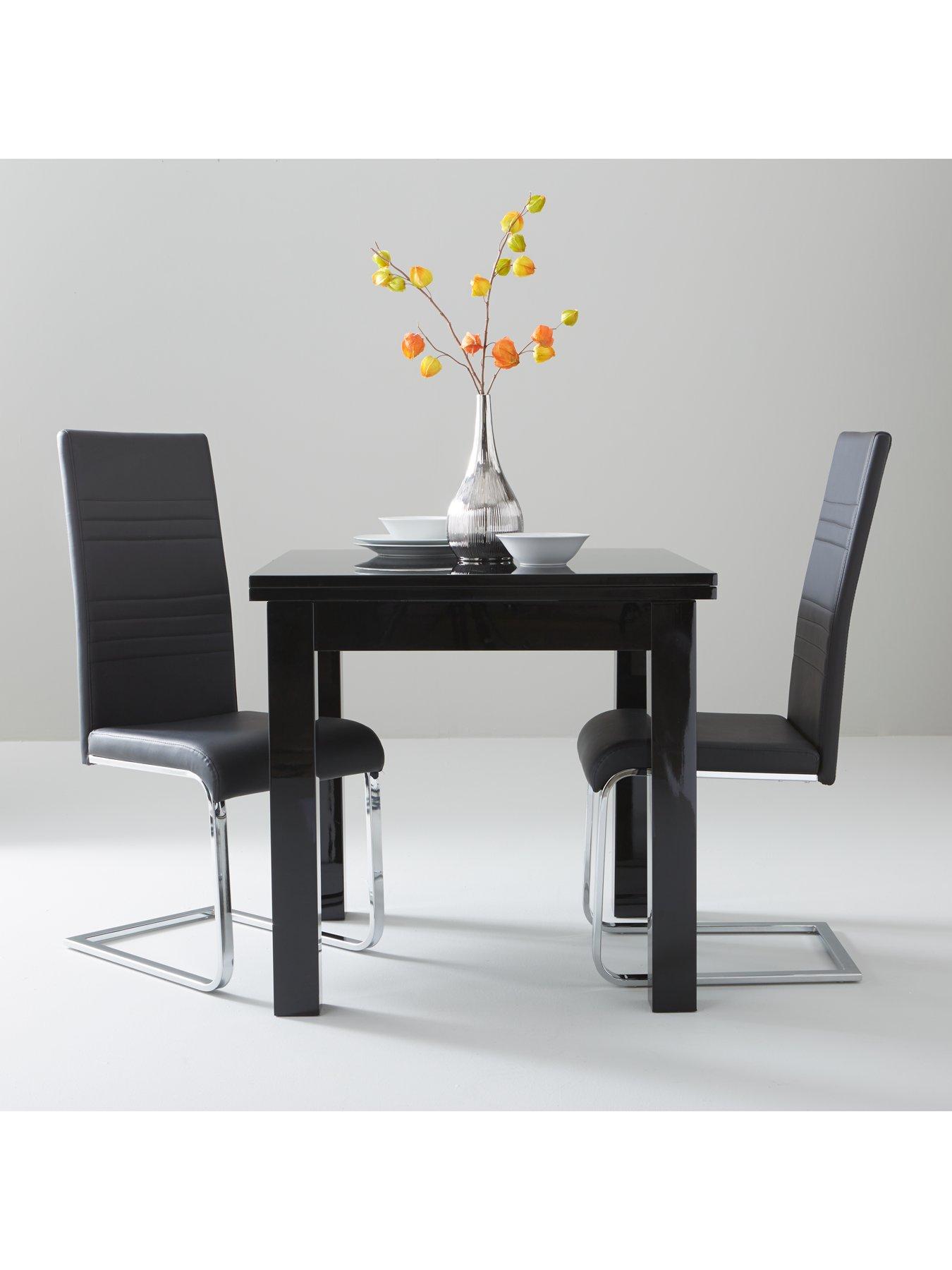 The Very Collection Pair of Jet Faux Leather Cantilever Dining Chairs - Black