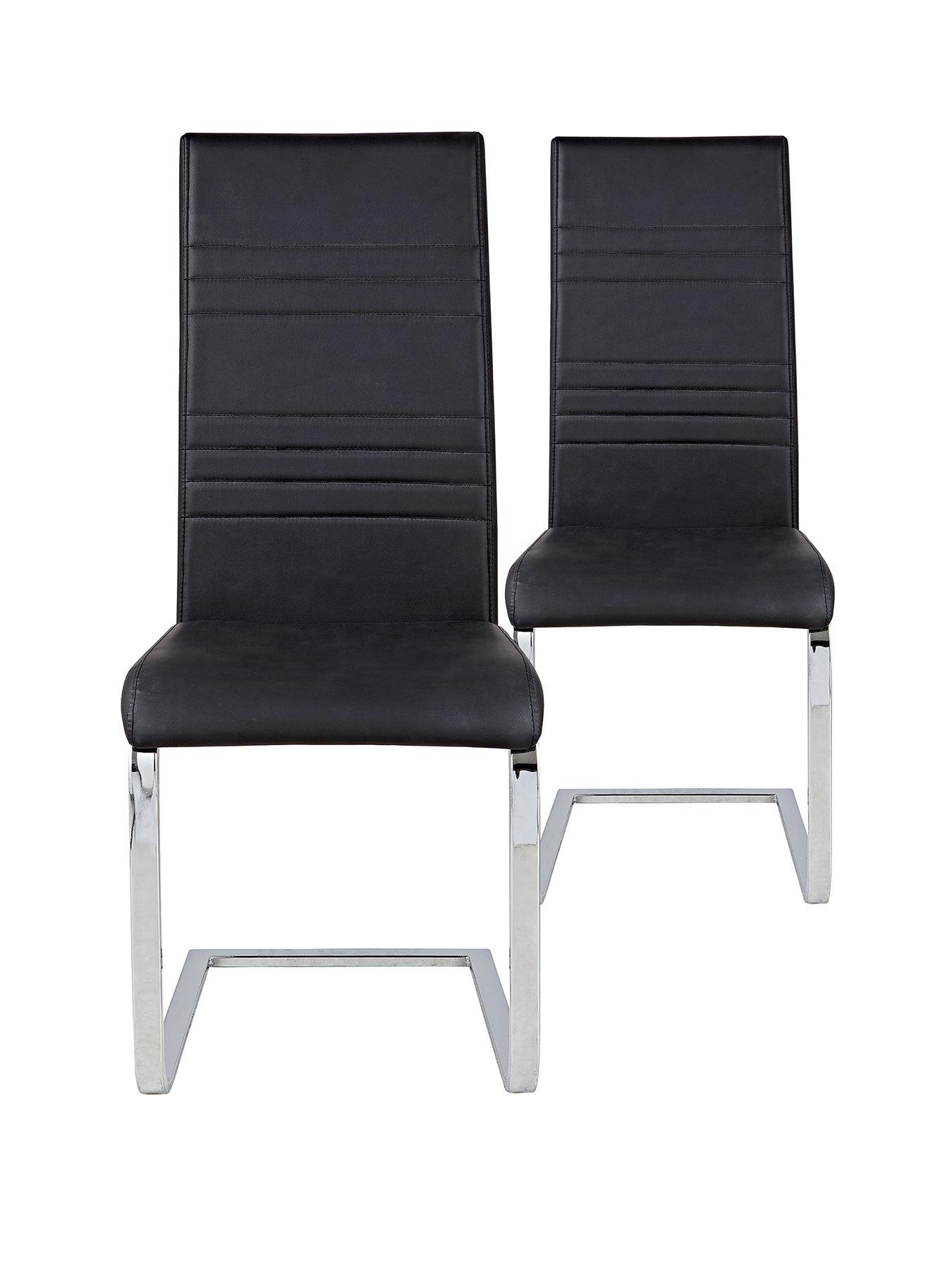 Image 2 of 3 of The Very Collection Pair of Jet Faux Leather Cantilever Dining Chairs - Black