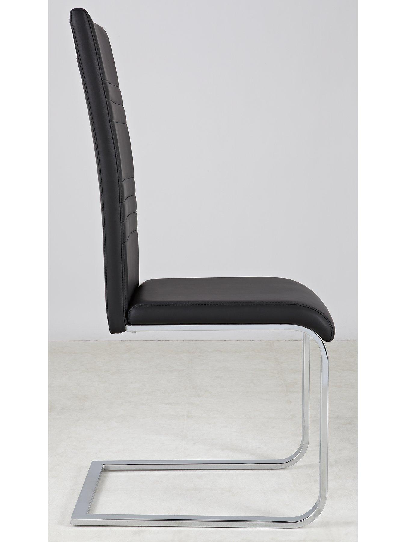 Image 3 of 3 of The Very Collection Pair of Jet Faux Leather Cantilever Dining Chairs - Black