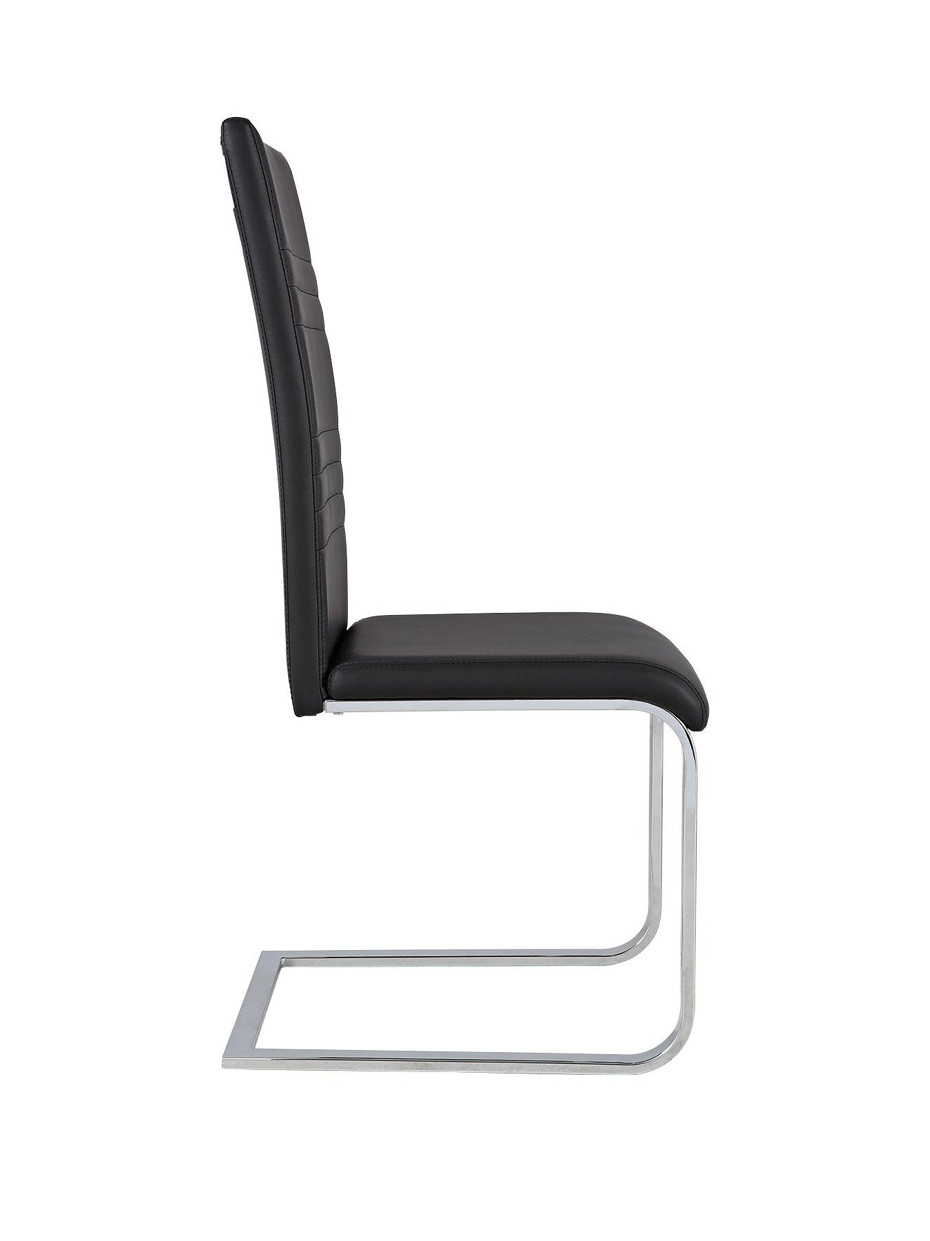Image 3 of 3 of Very Home Pair of Jet Faux Leather Cantilever Dining Chairs - Black