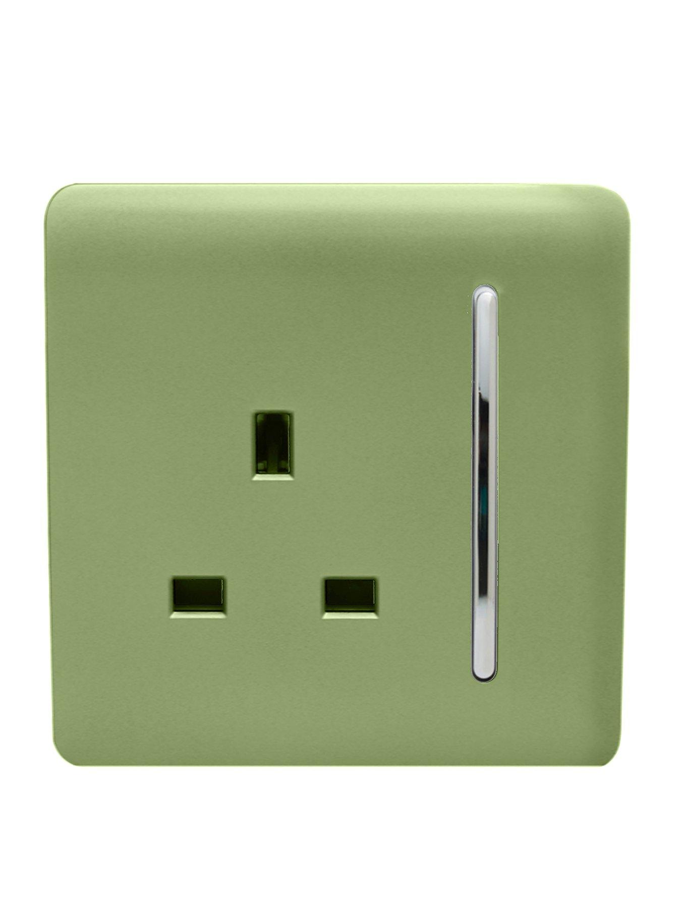 Product photograph of Trendiswitch 1g 13a Switched Socket Moss Green from very.co.uk