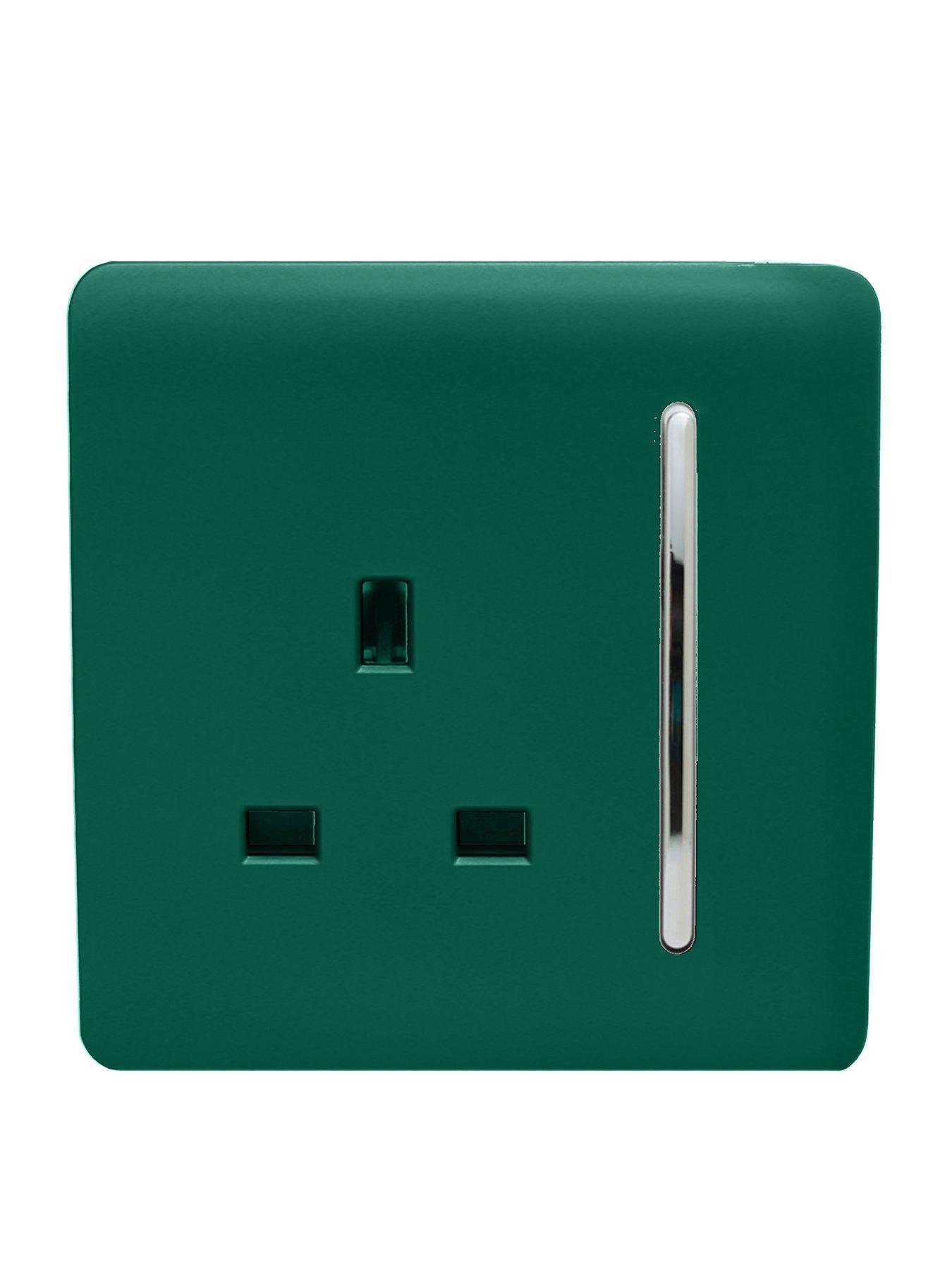 Product photograph of Trendiswitch 1g 13a Switched Socket Dark Green from very.co.uk