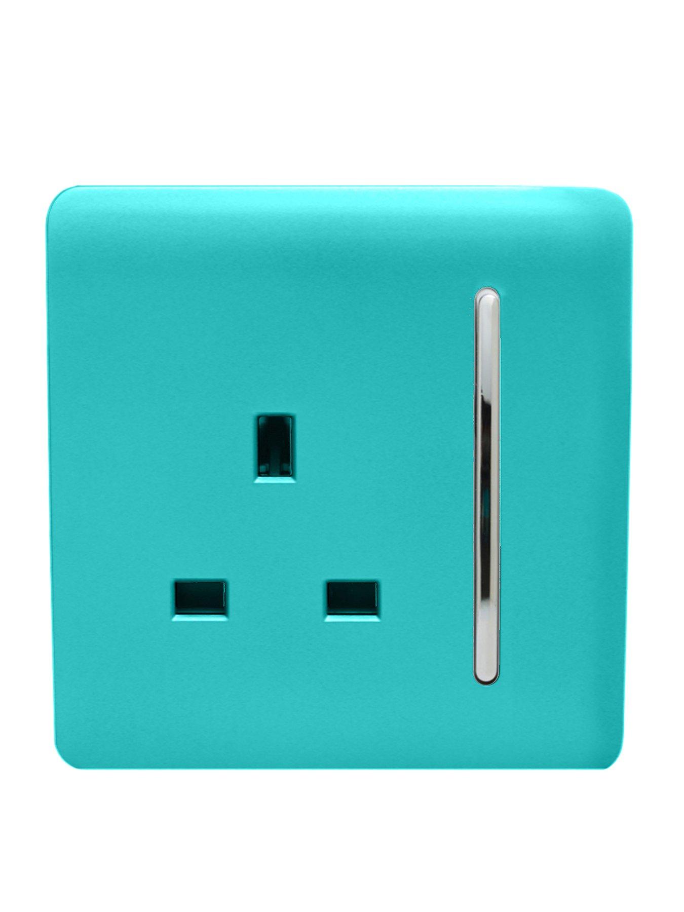 Product photograph of Trendiswitch 1g 13a Switched Socket Bright Teal from very.co.uk