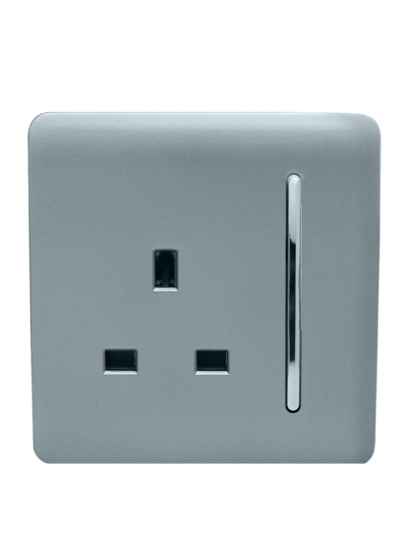 Product photograph of Trendiswitch 1g 13a Switched Socket Cool Grey from very.co.uk