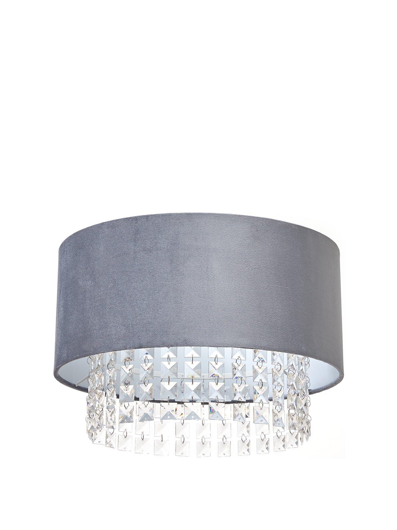 Product photograph of Rosalie Crystal Ceiling Shade - Grey from very.co.uk