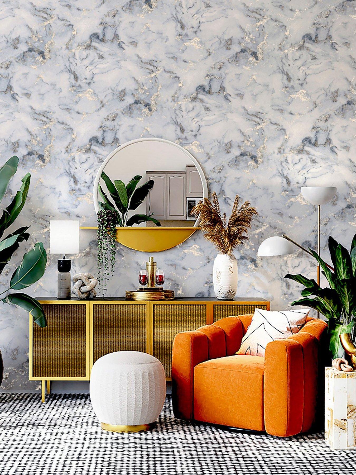 Product photograph of Arthouse Bahia Marble White And Gold Wallpaper from very.co.uk