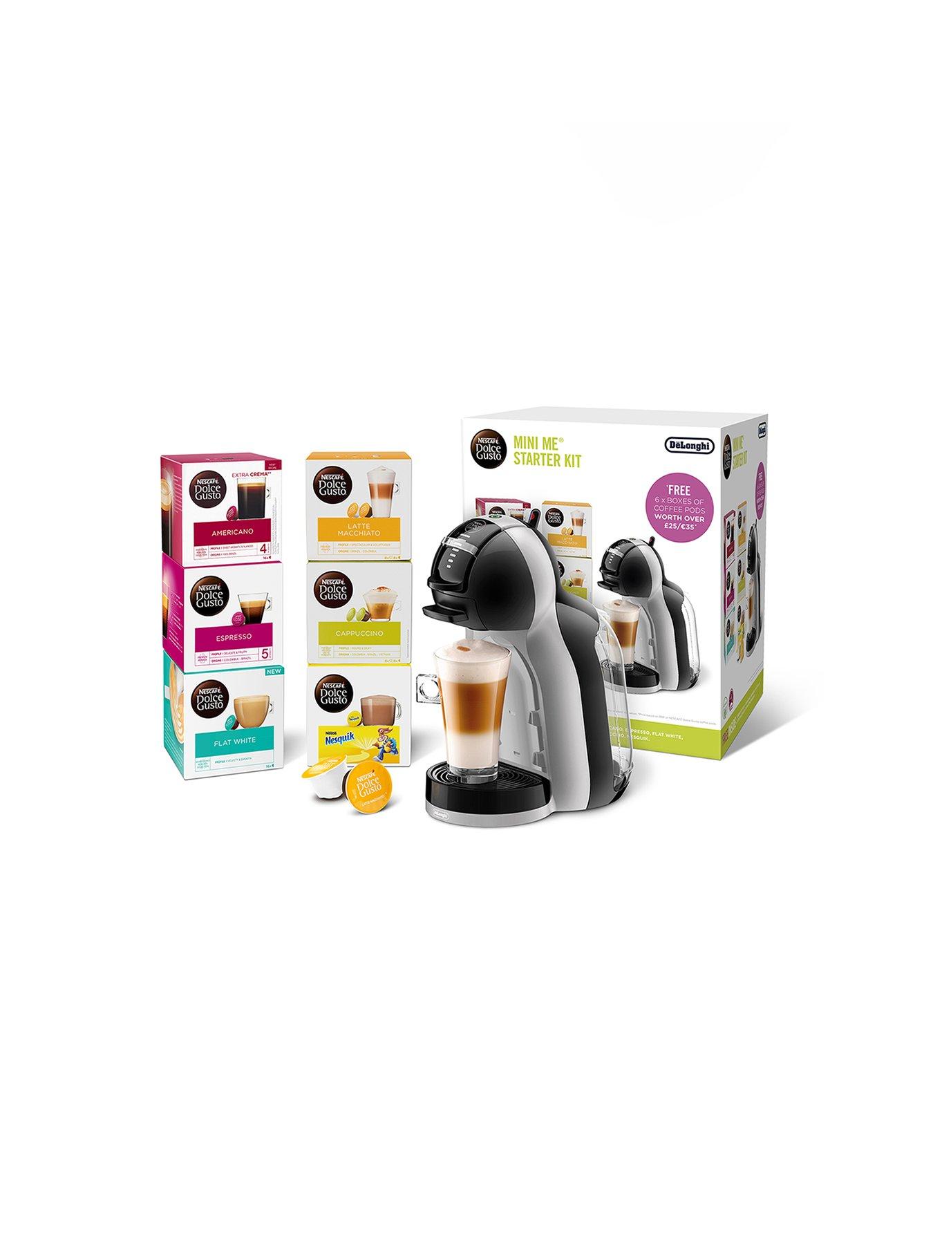 Nescafe Dolce Gusto Mini Me Automatic Coffee Machine Starter Kit by De' Longhi - Arctic Grey and Black Anthracite