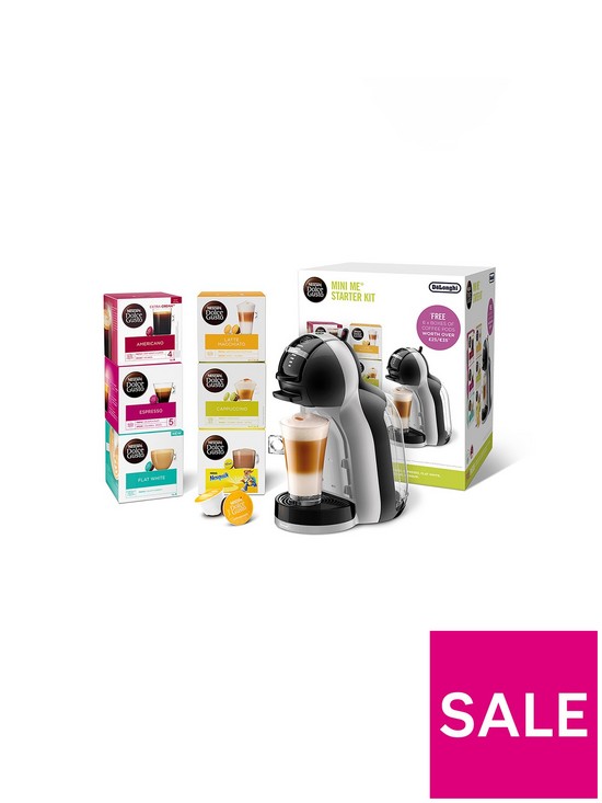 front image of nescafe-dolce-gusto-mini-me-automatic-coffee-machine-starter-kit-by-delonghi-arctic-grey-and-black-anthracite