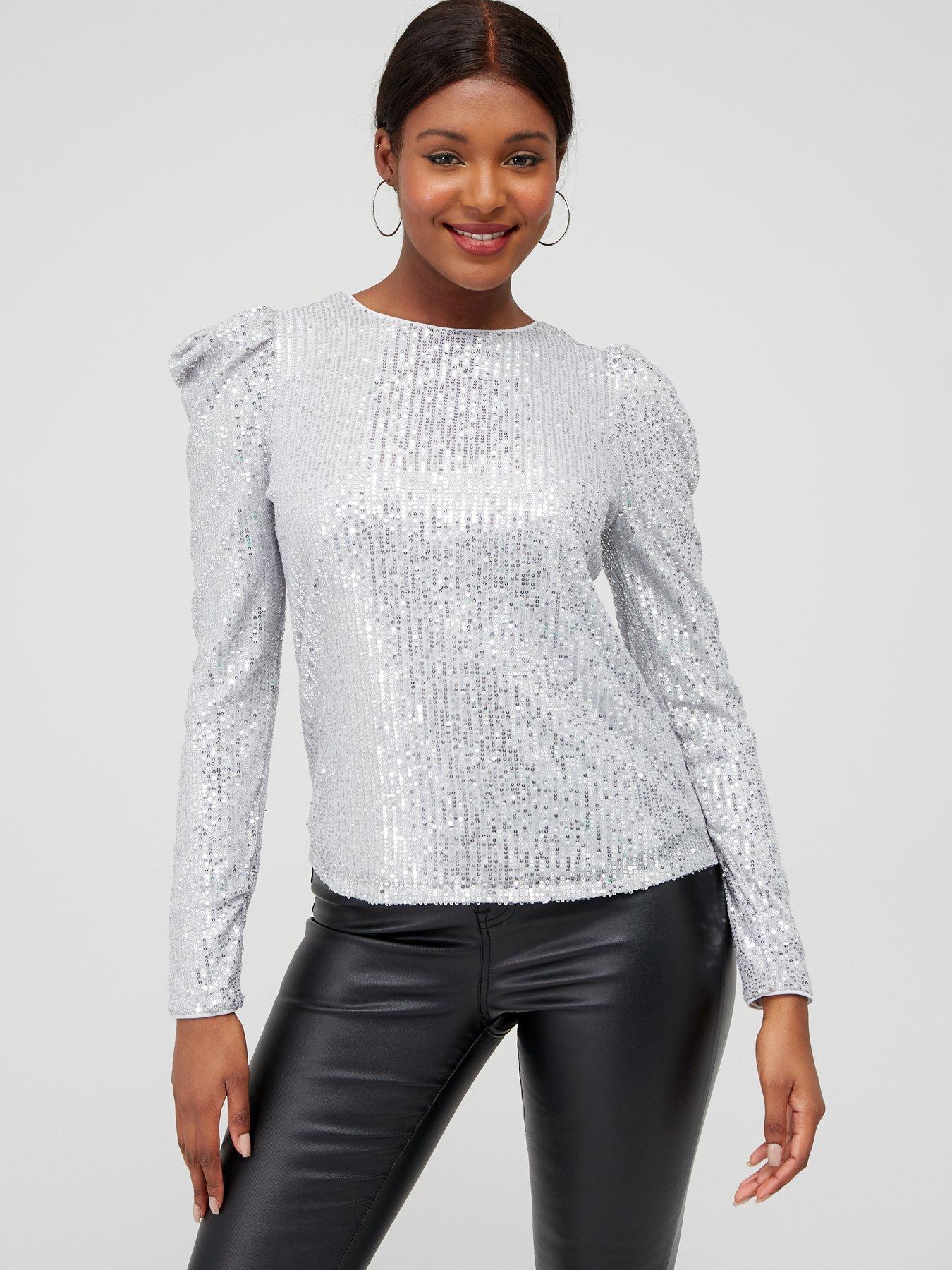 silver sequin tops uk