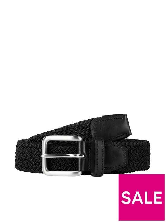 front image of jack-jones-woven-belt-black