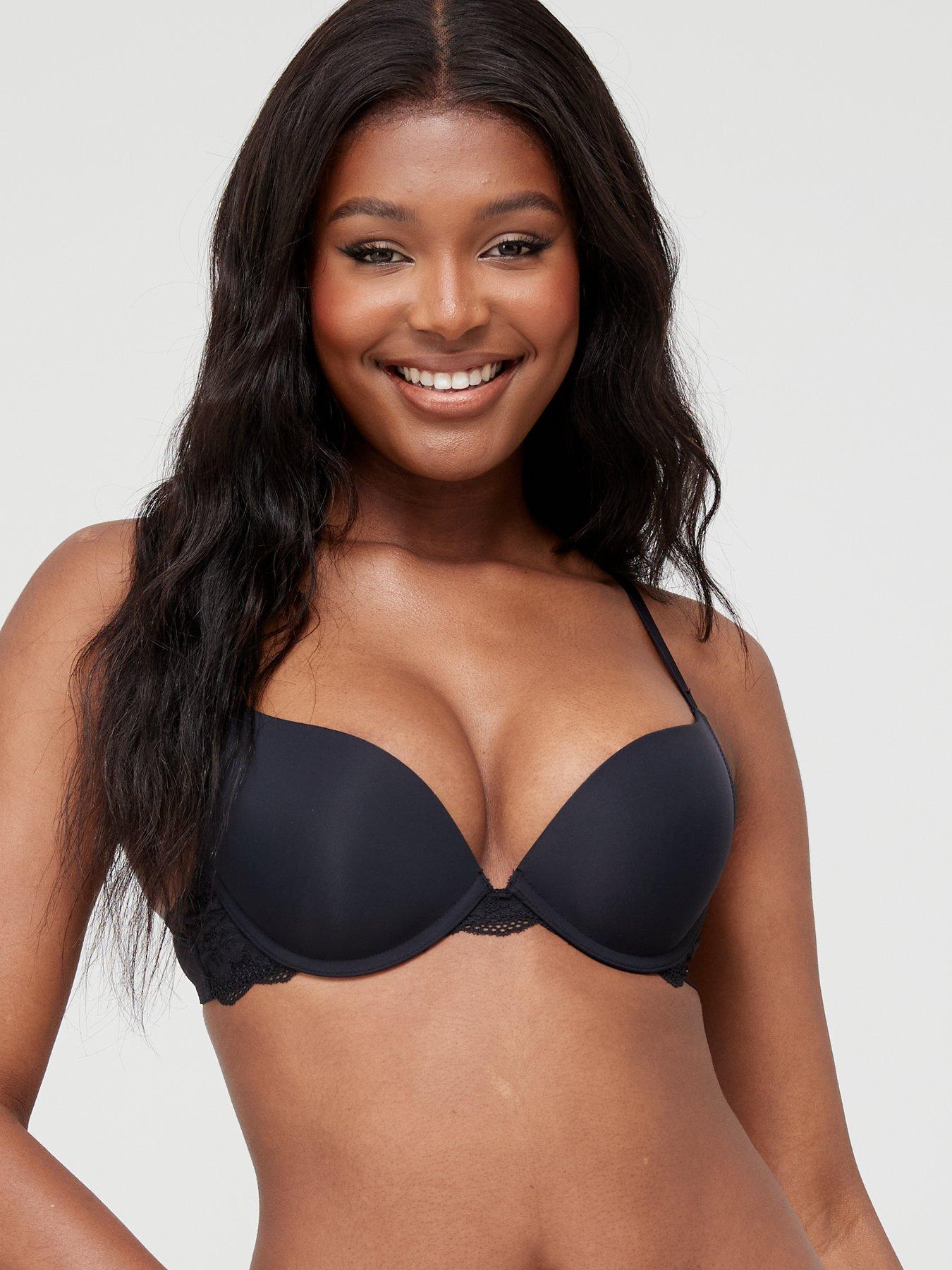 undefined Rosa Lace Push Up Plunge - Black