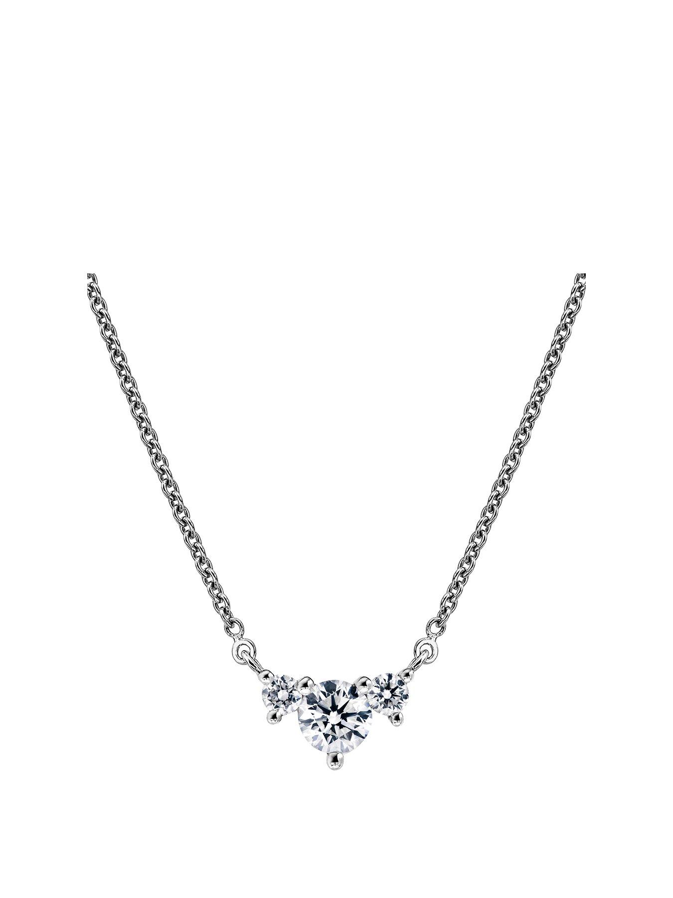Product photograph of Created Brilliance Isla 9ct White Gold 0 33ct Lab Grown Diamond 3 Stone Necklace from very.co.uk