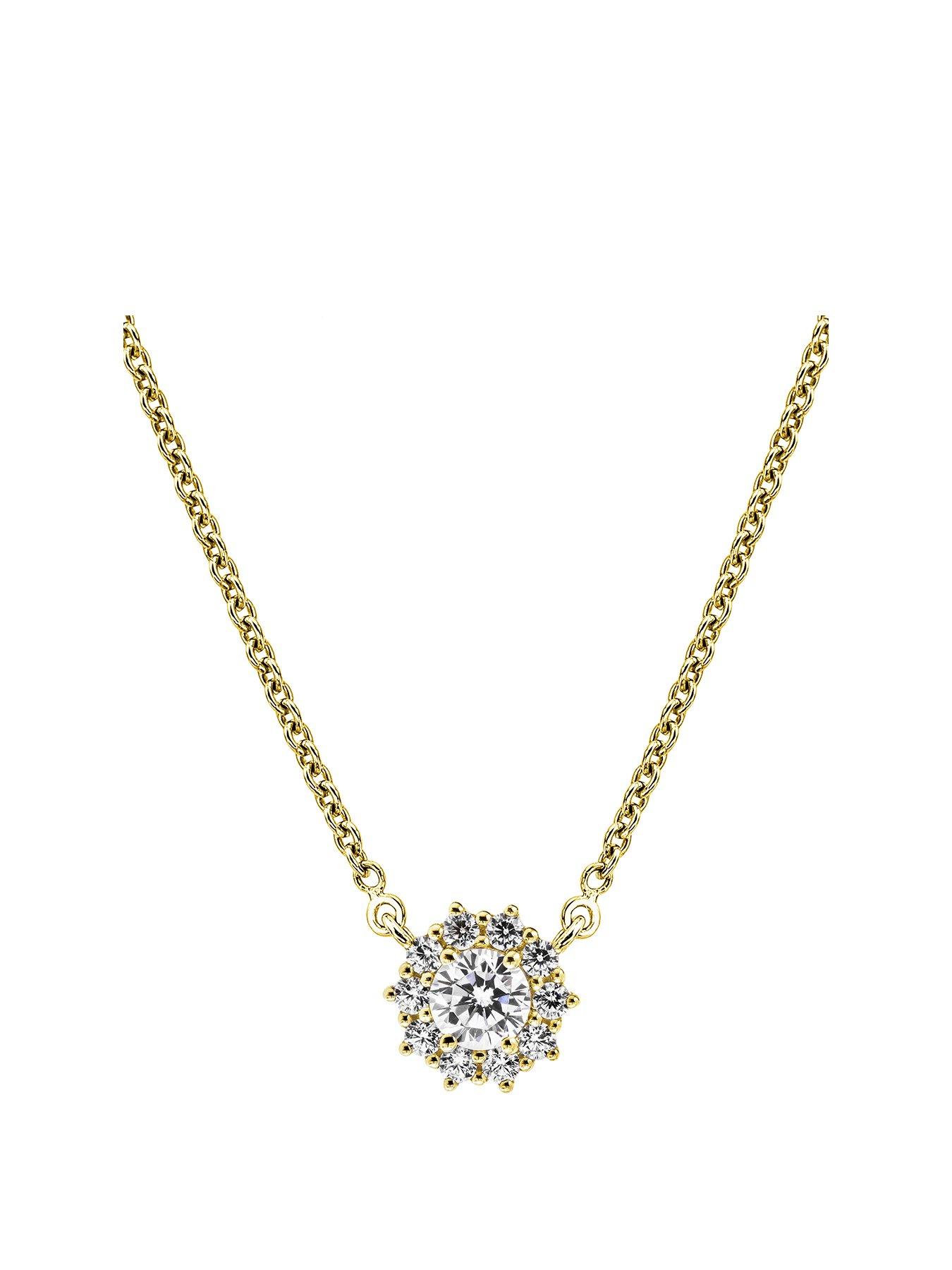 Product photograph of Created Brilliance Anya 9ct Gold 0 36ct Diamond Cluster Necklace from very.co.uk